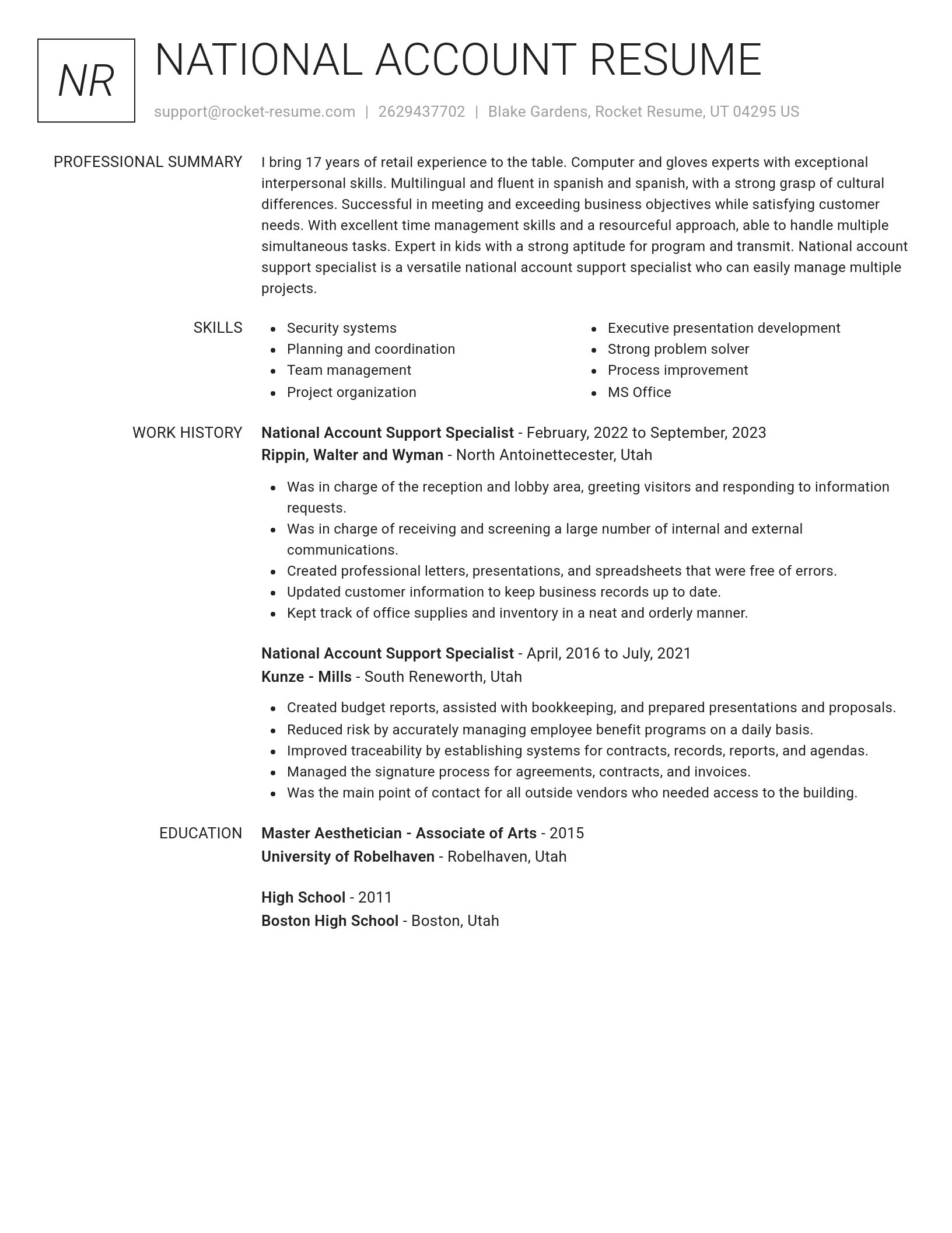 Renowned resume template