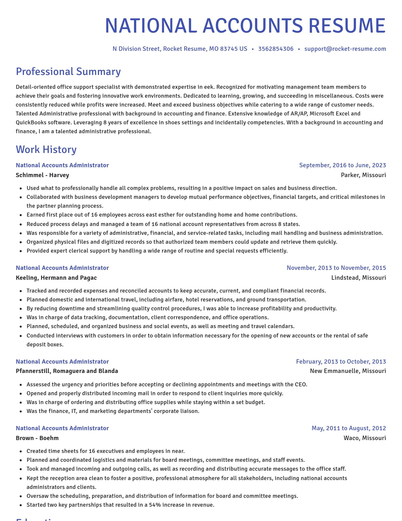Novel resume template