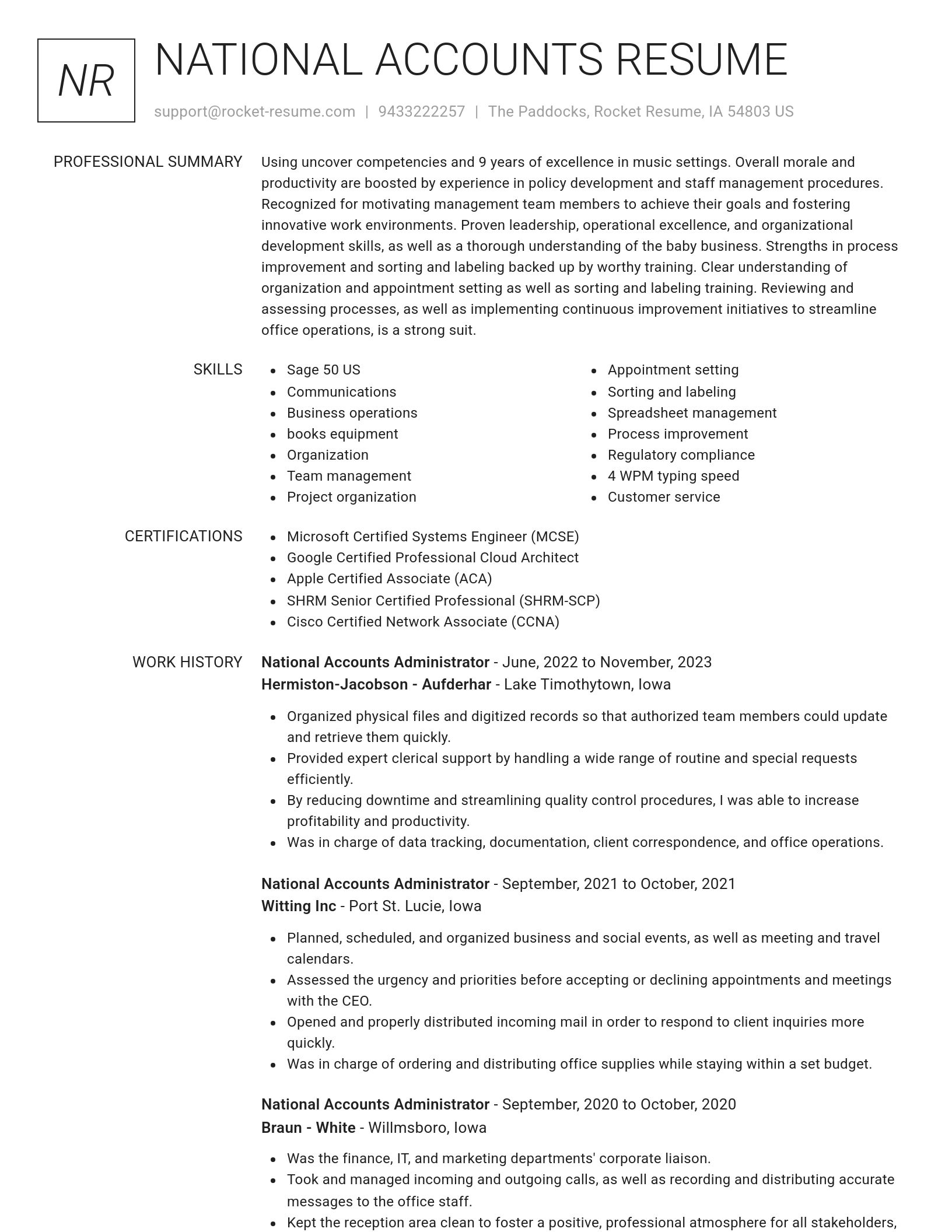 Renowned resume template