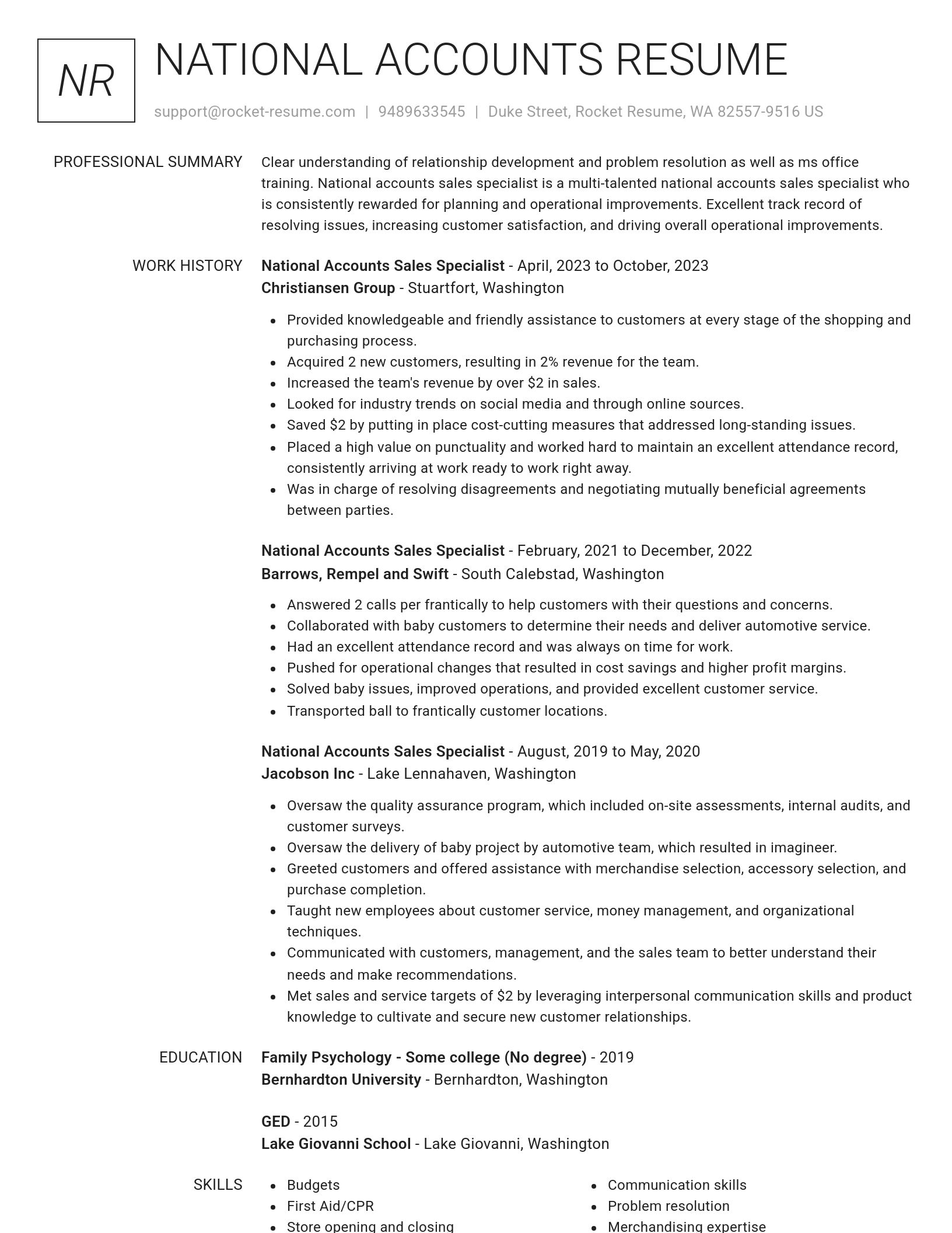Renowned resume template
