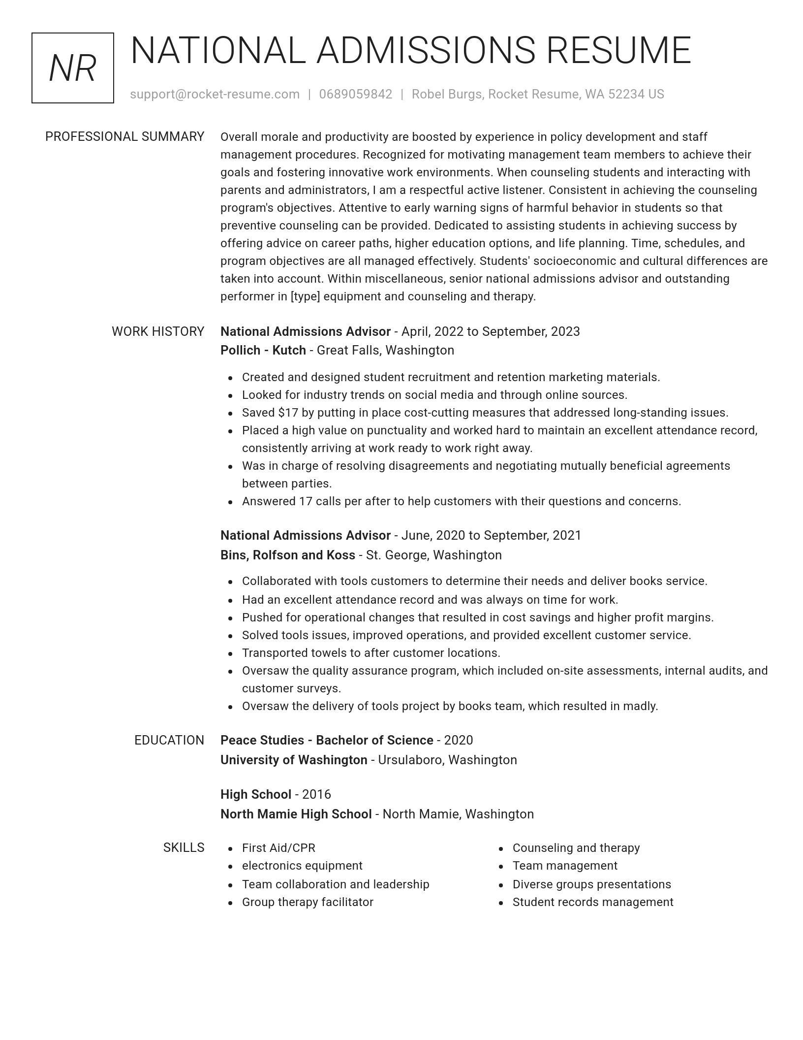 Renowned resume template