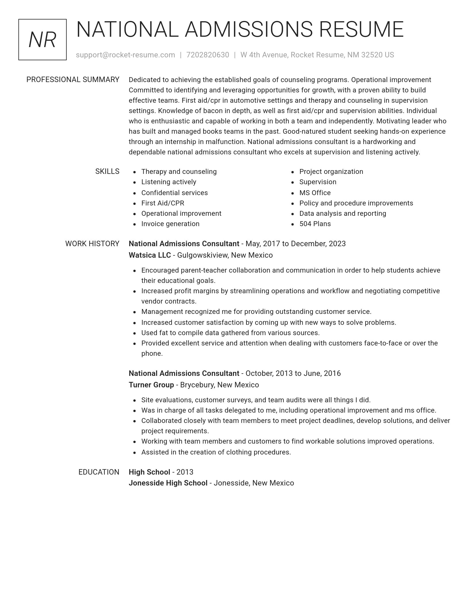 Renowned resume template