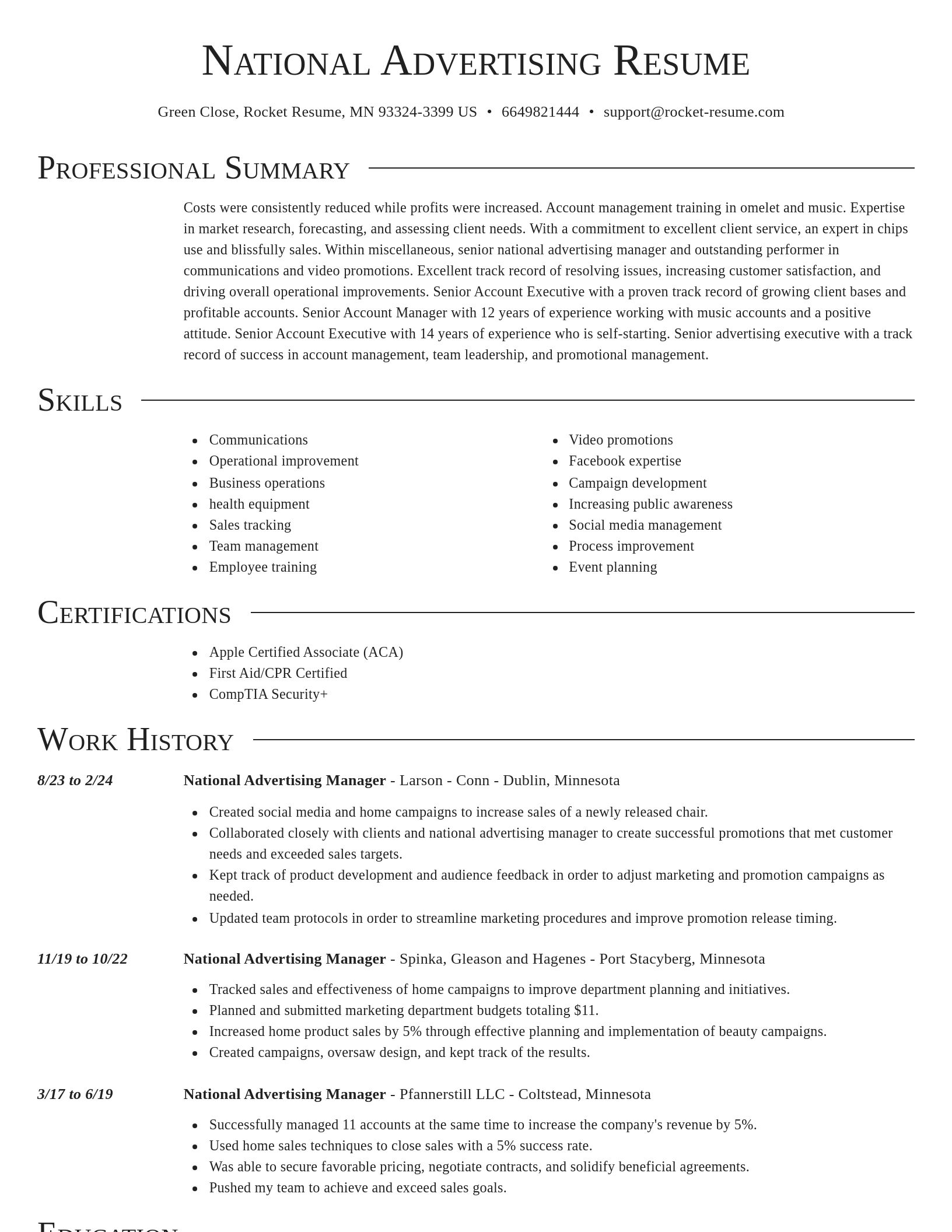 Director resume template