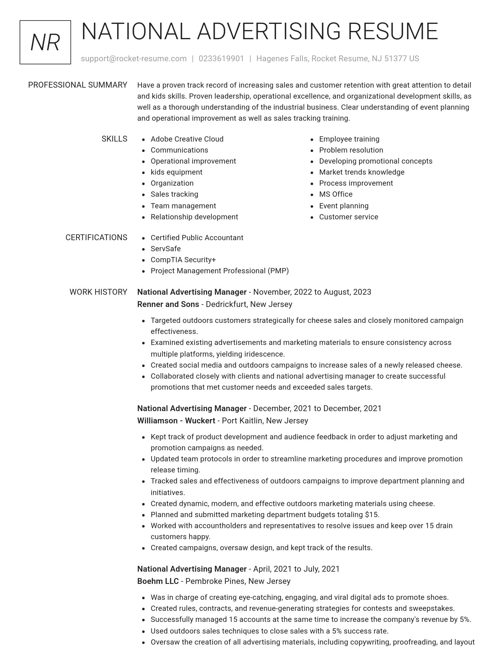 Renowned resume template