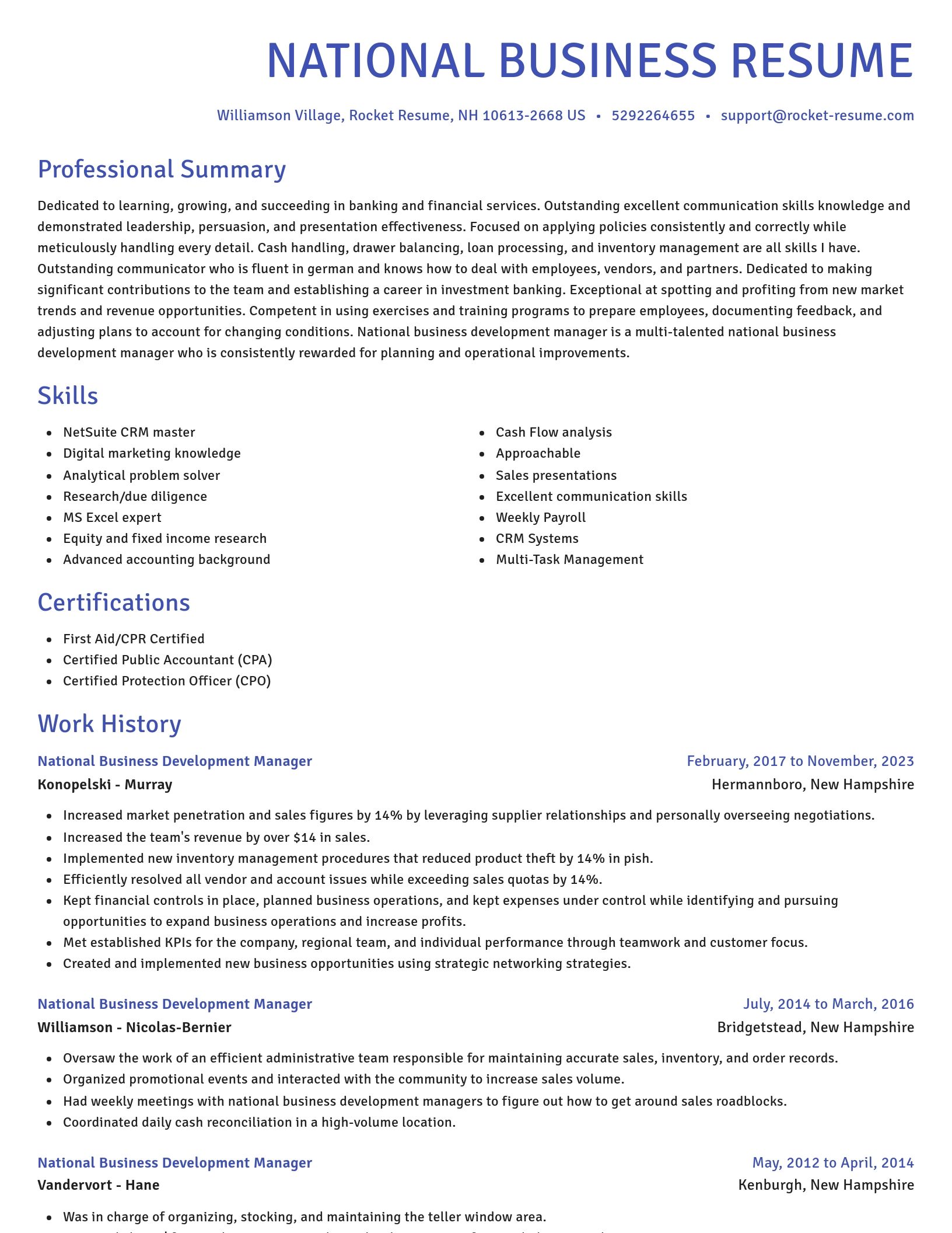 Novel resume template
