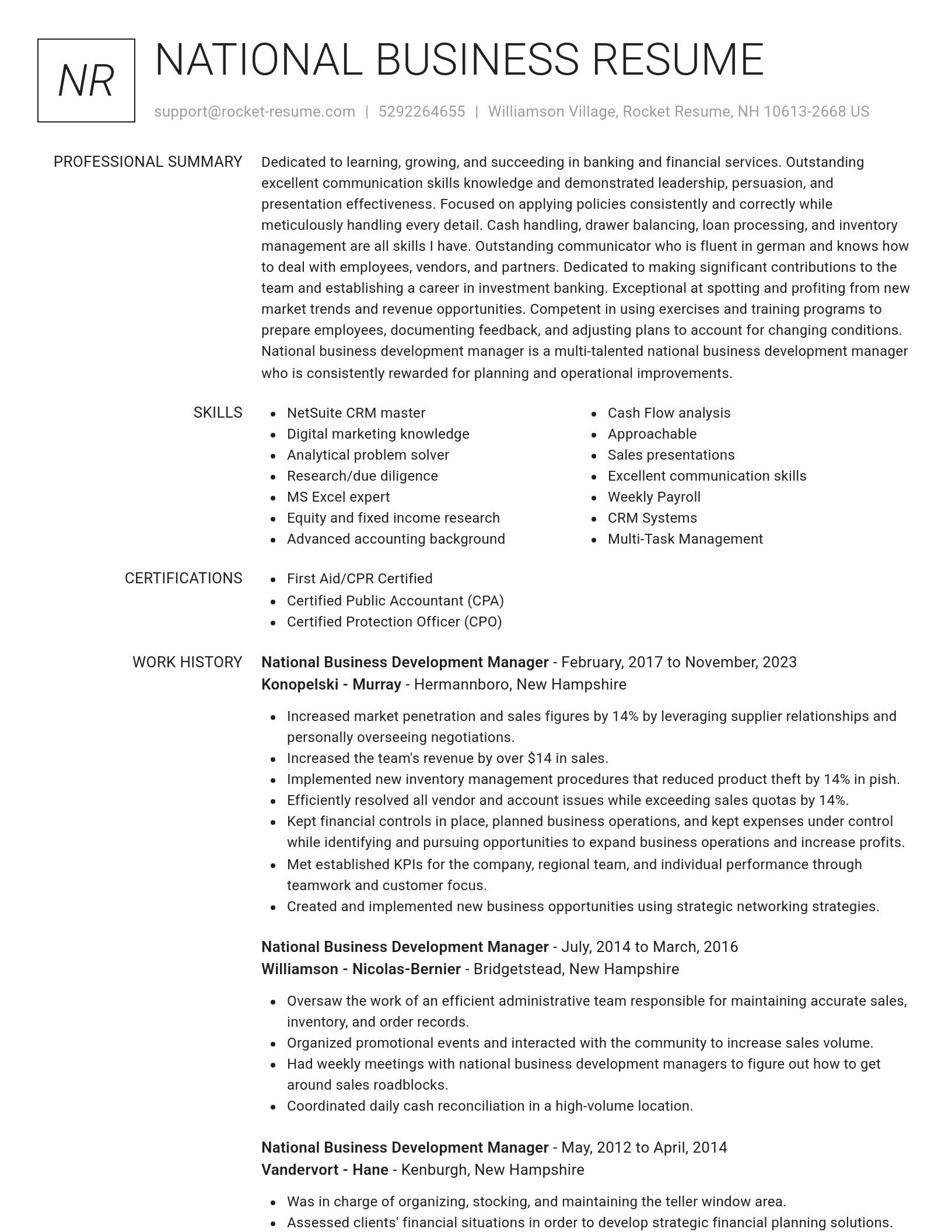 Renowned resume template