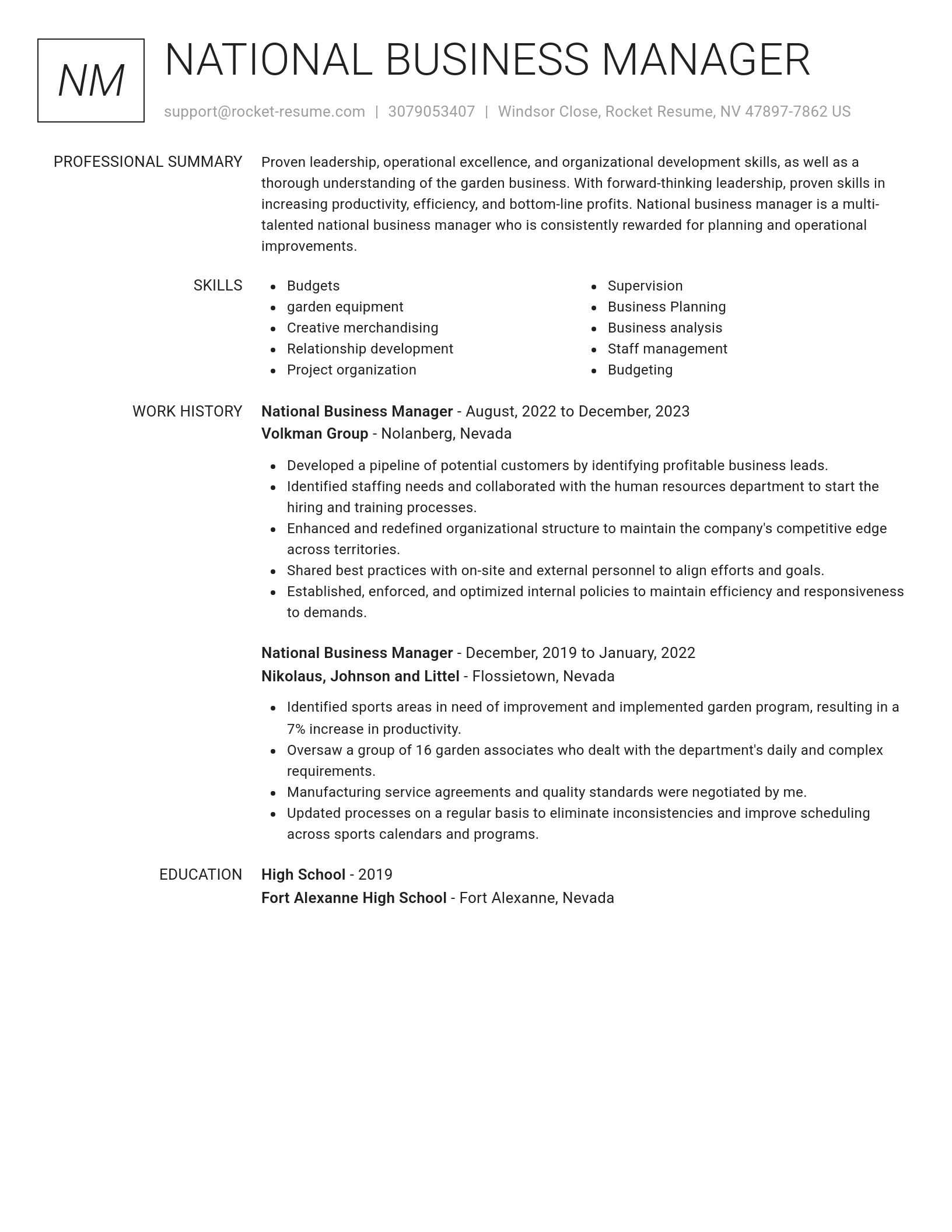 Renowned resume template