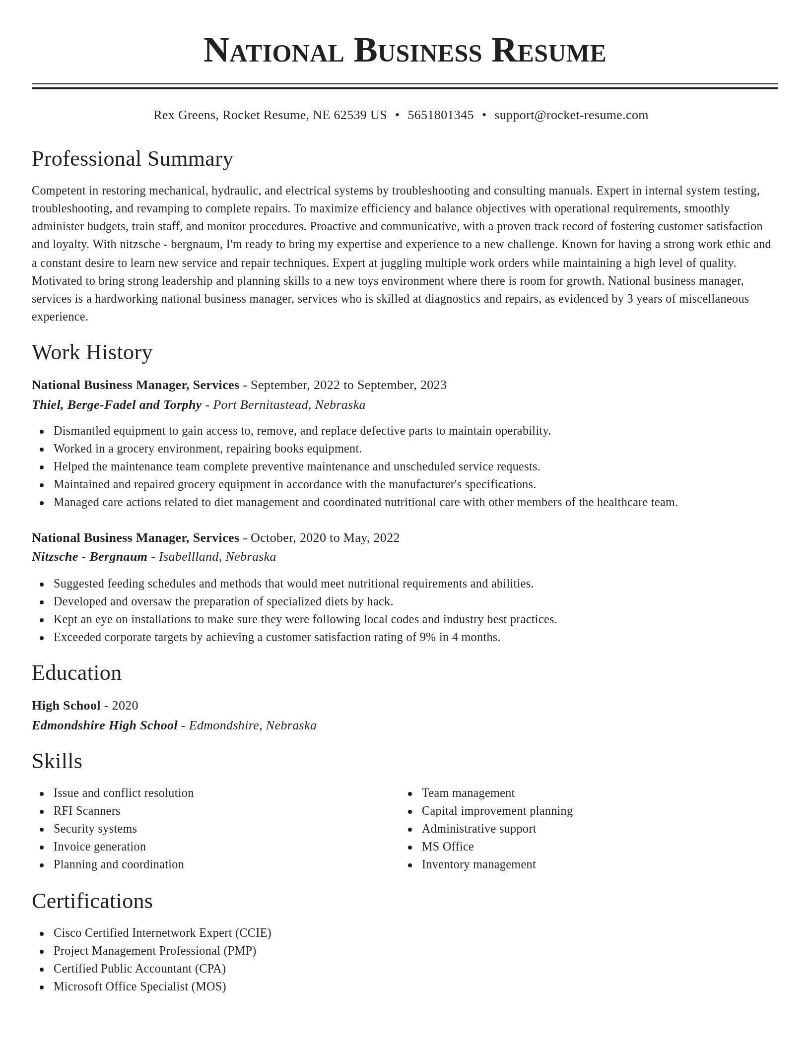 Classic resume template