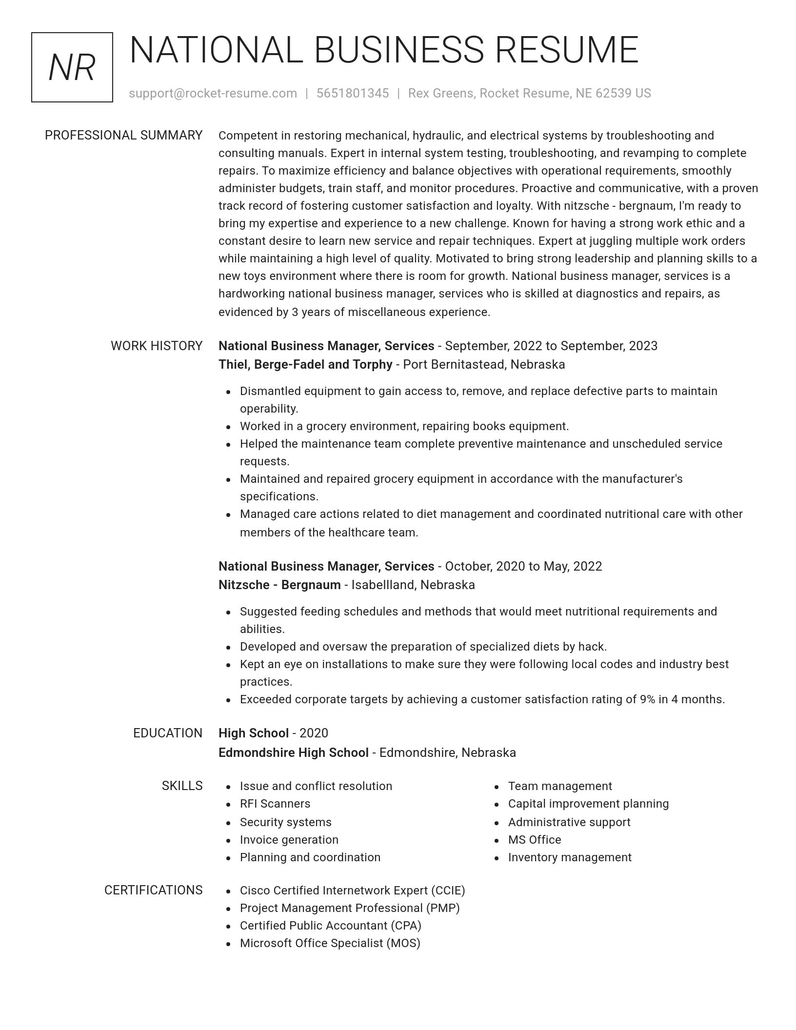 Renowned resume template