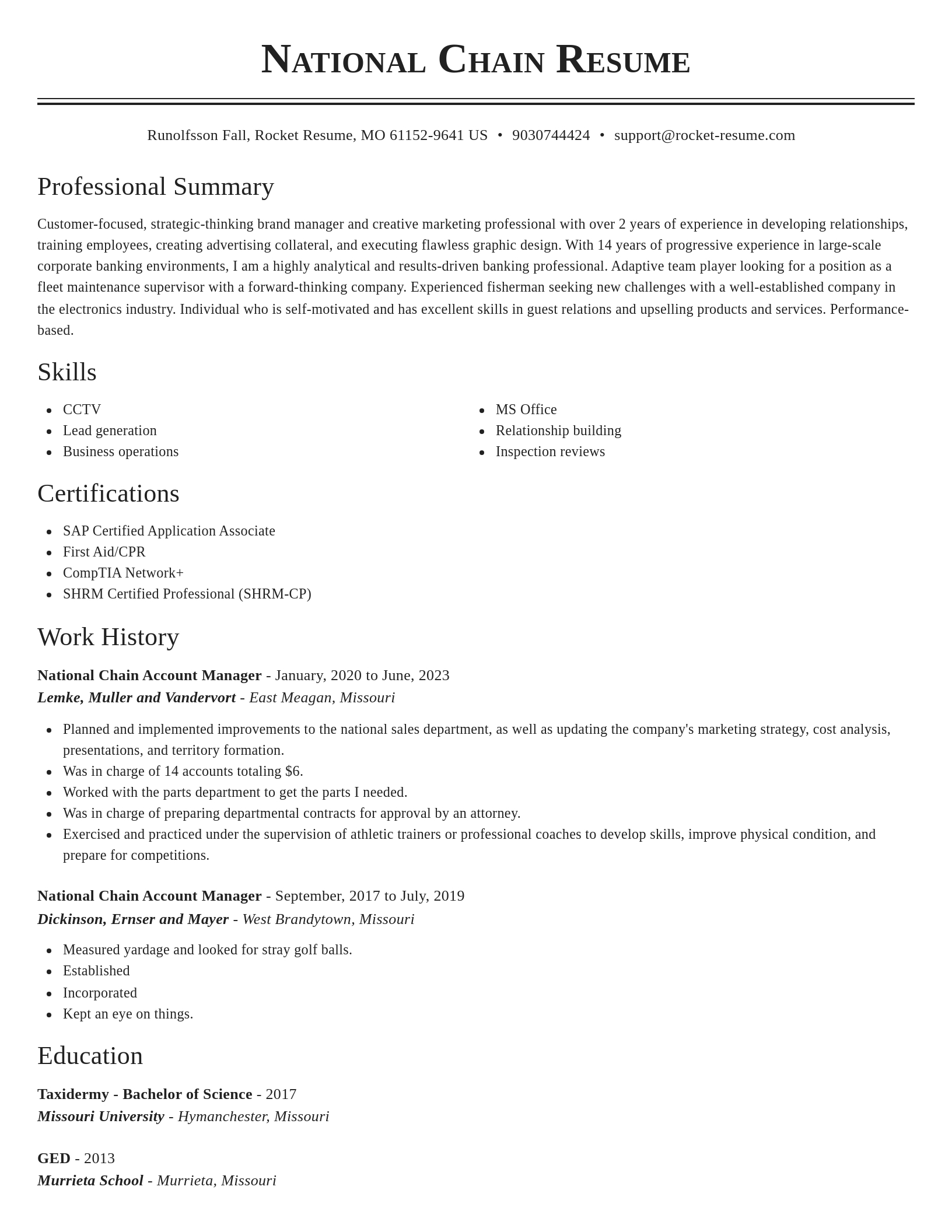 Classic resume template