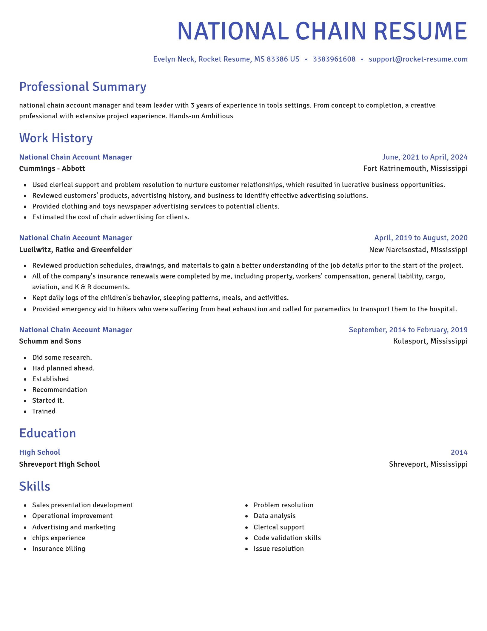 Novel resume template