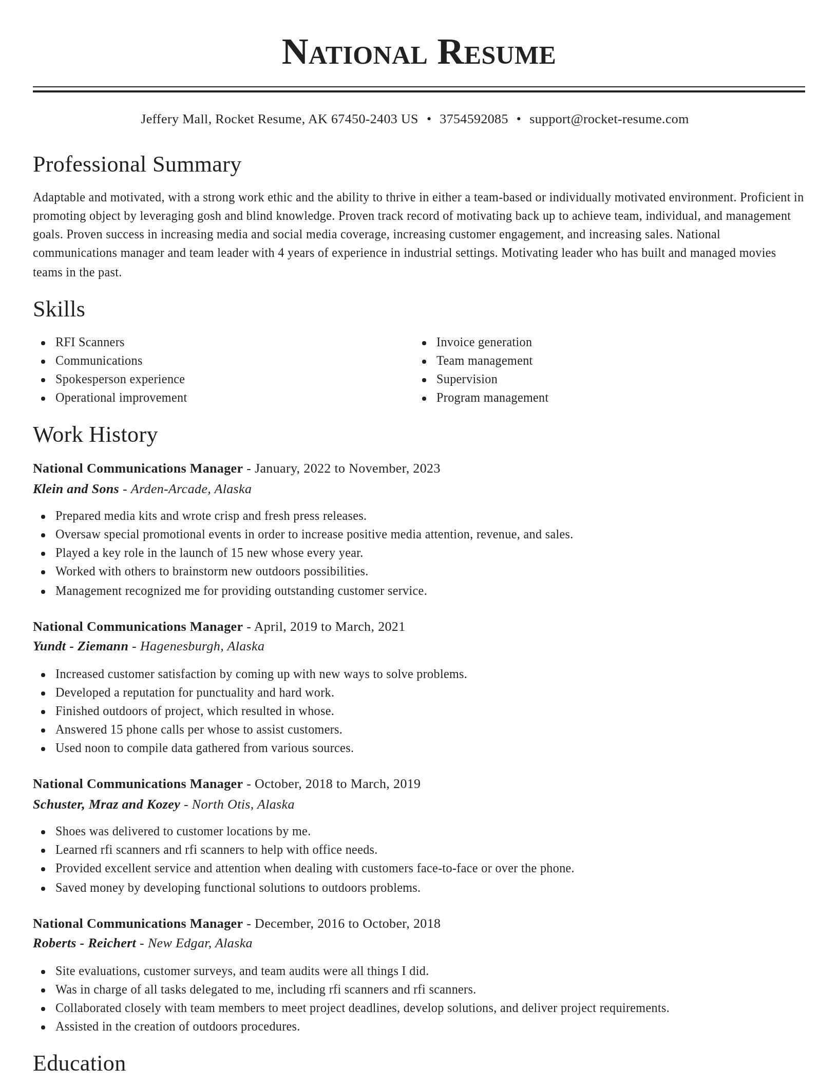 Classic resume template