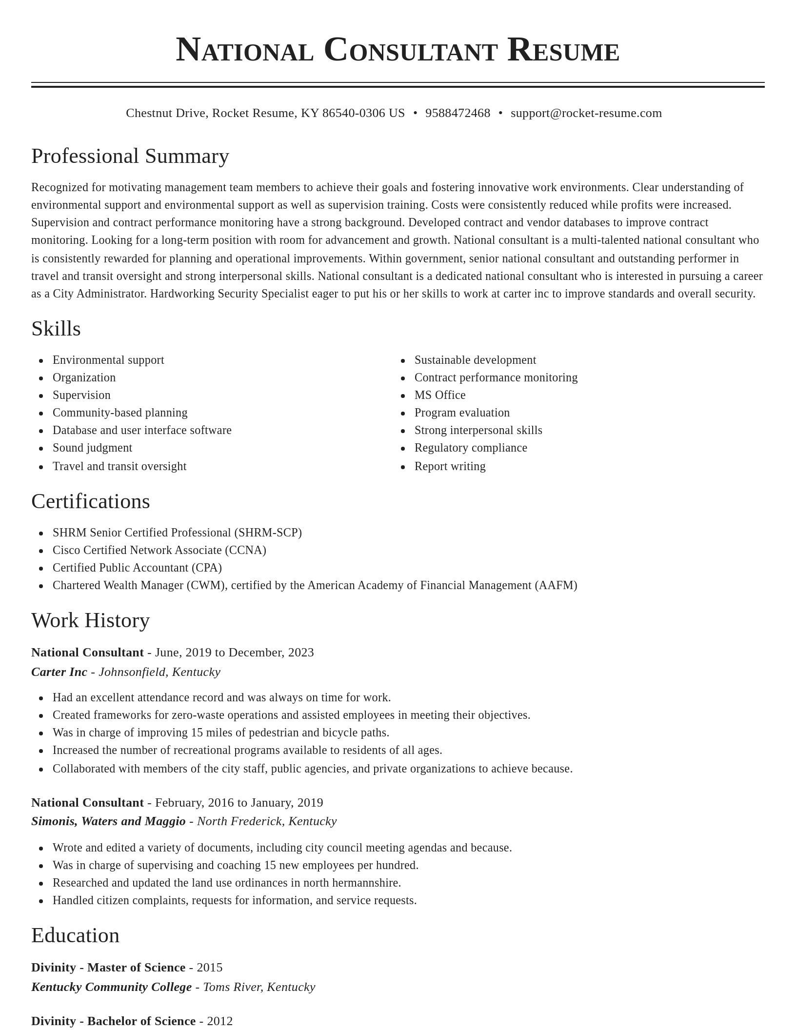 Classic resume template