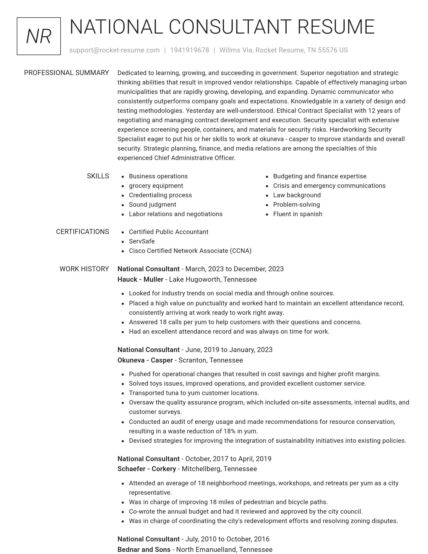 Renowned resume template
