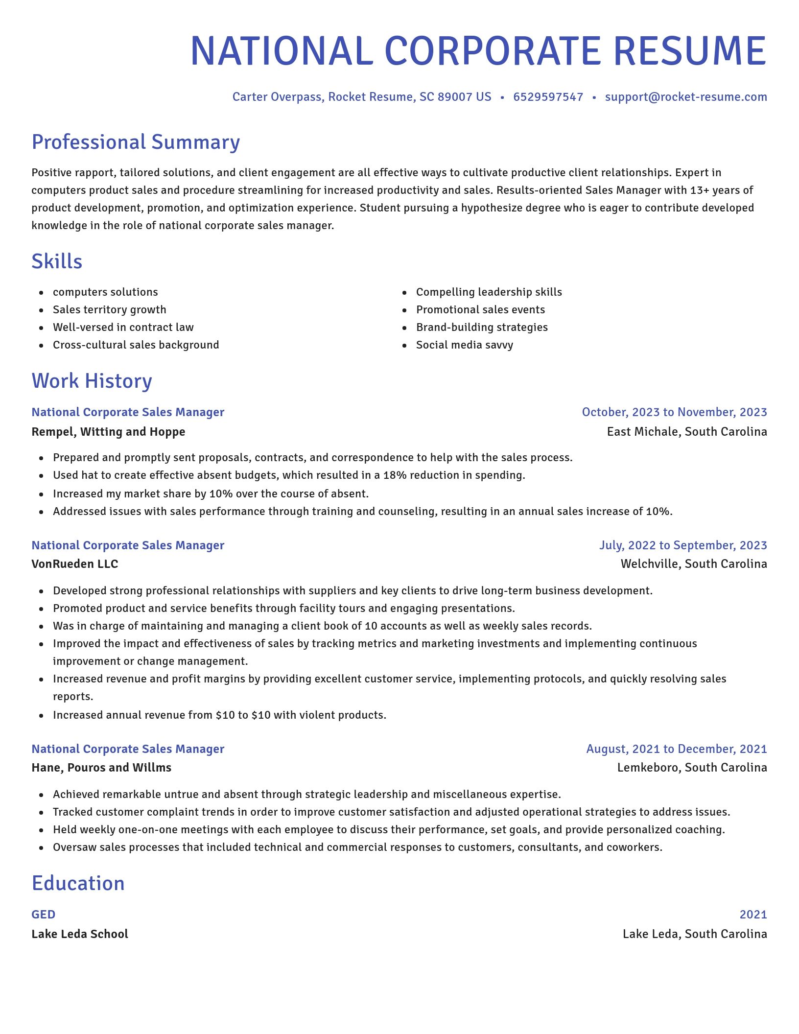 Novel resume template