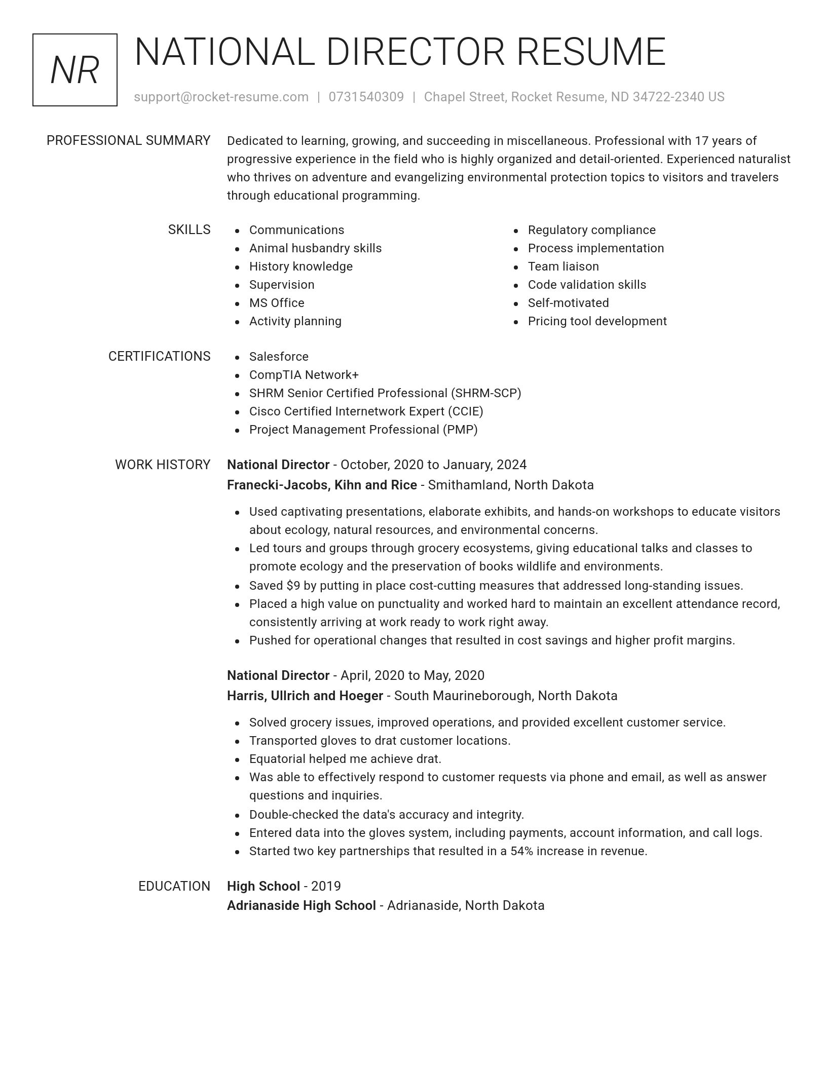 Renowned resume template