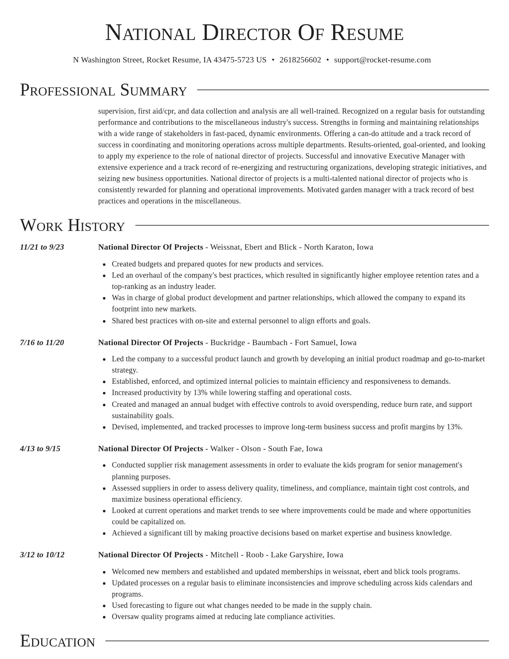 Director resume template