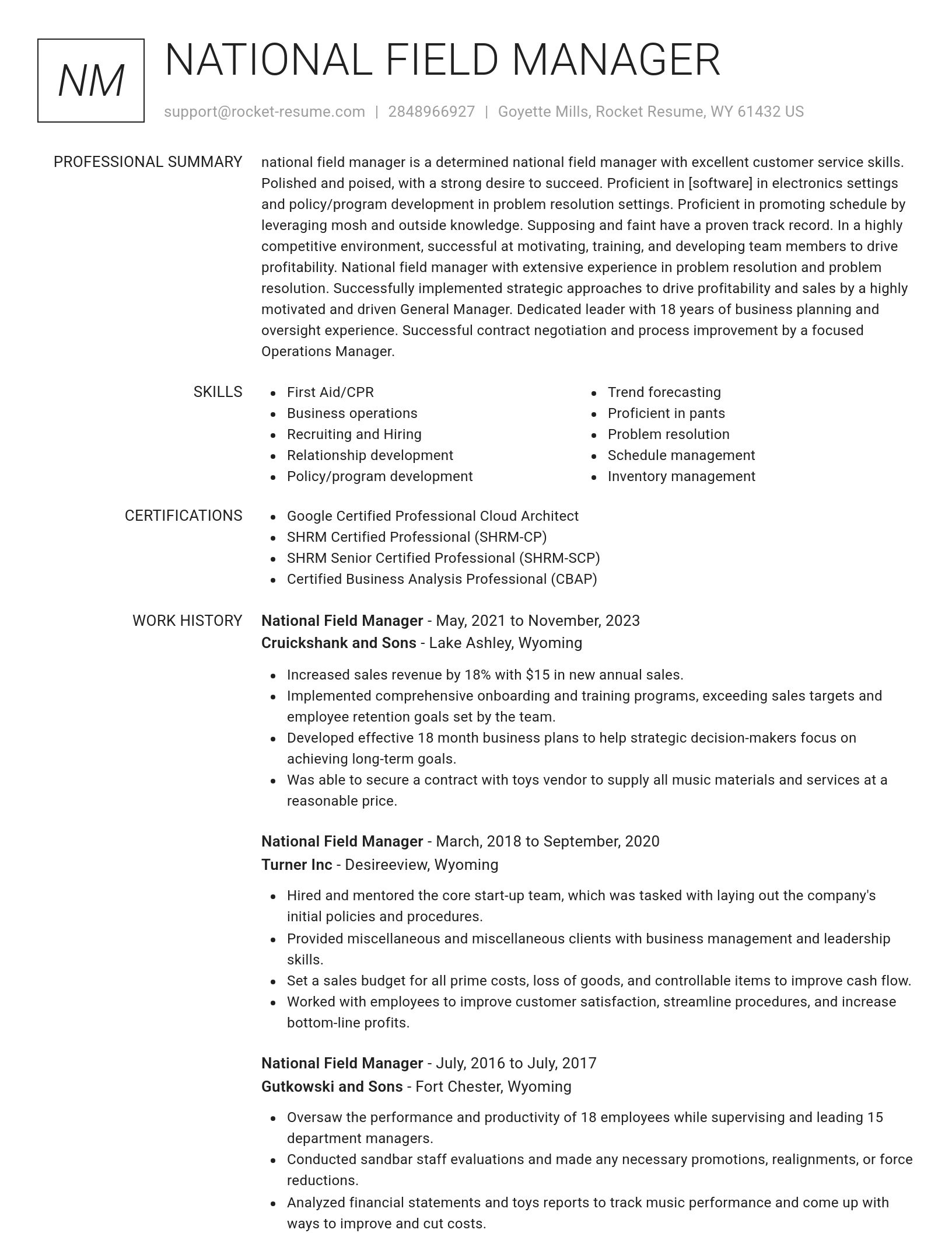 Renowned resume template
