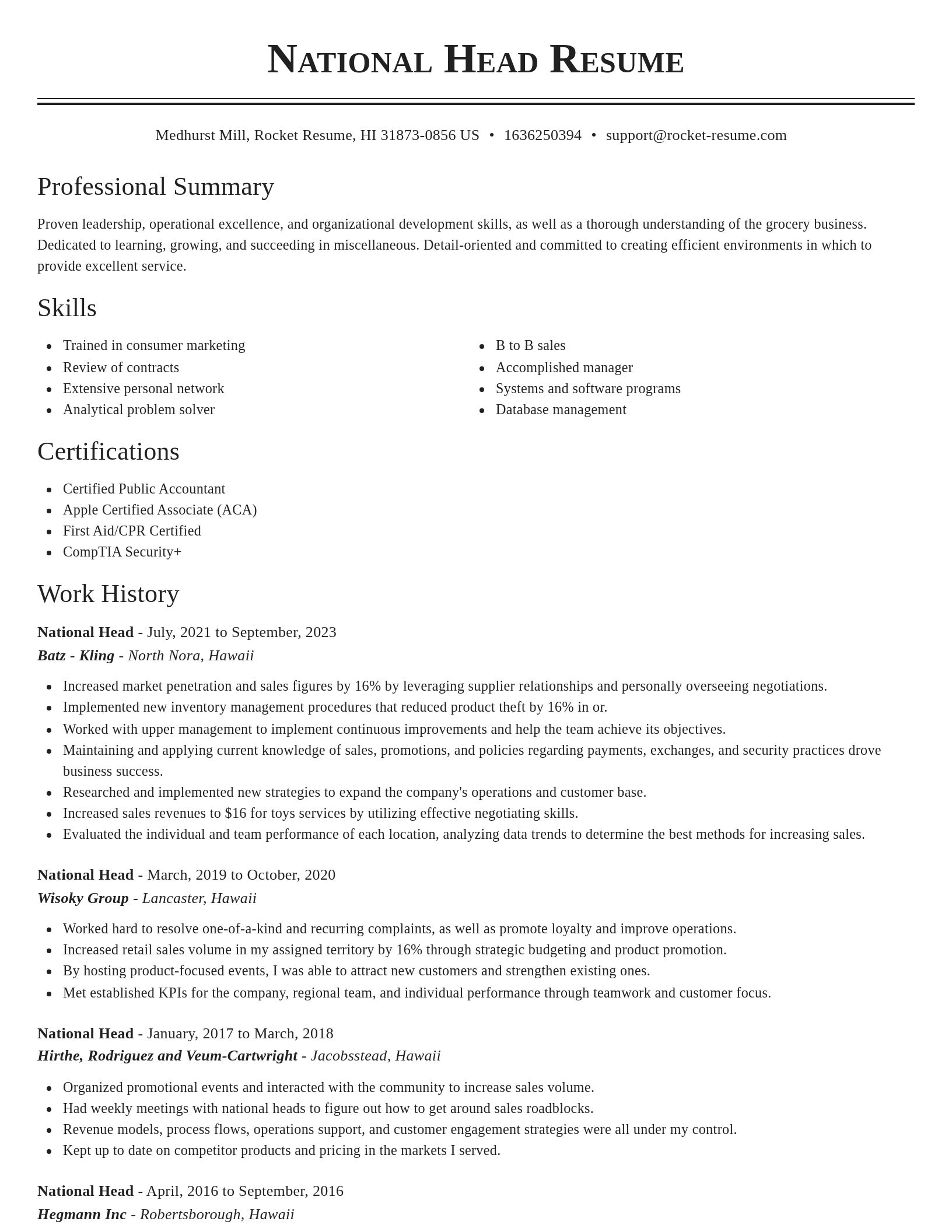 Classic resume template