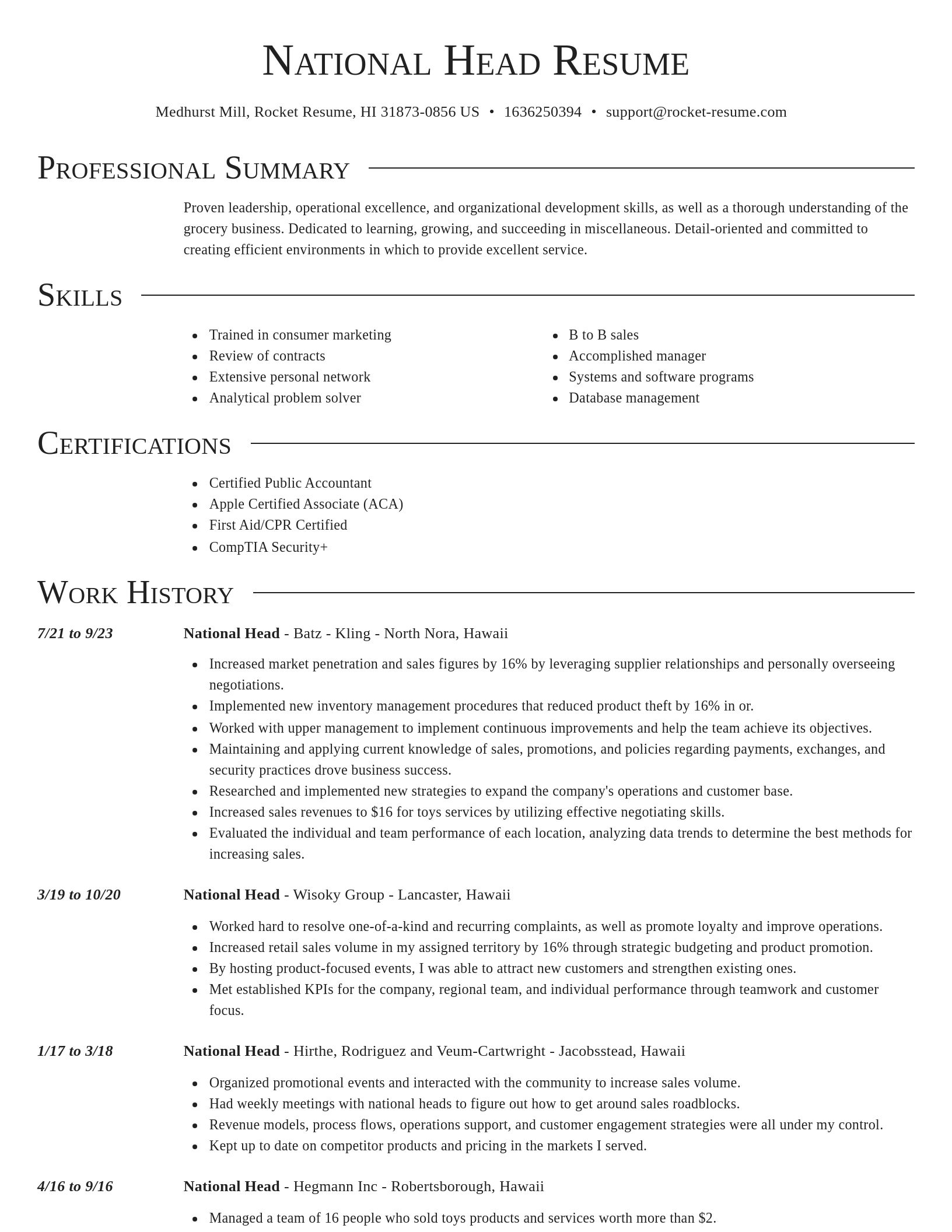 Director resume template