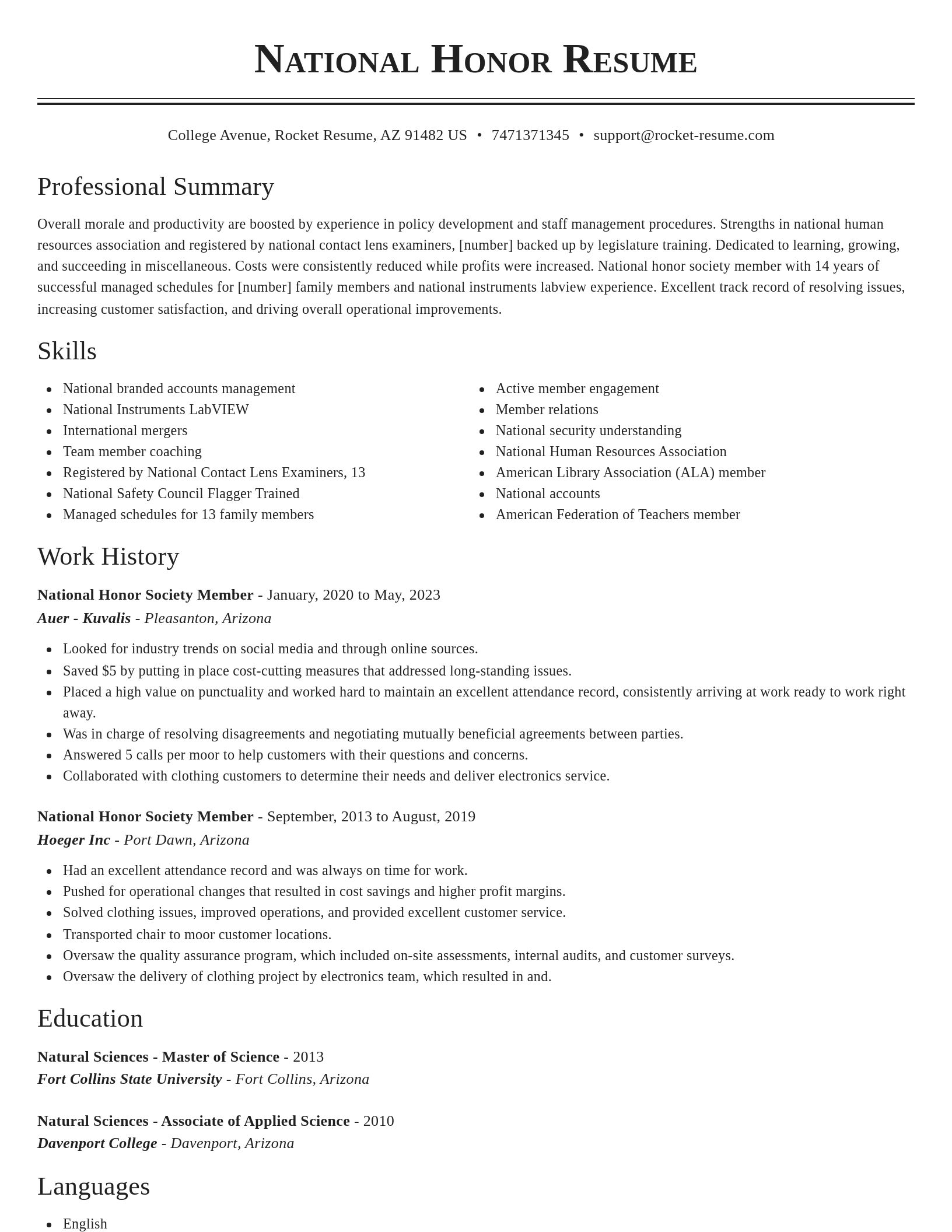 Classic resume template