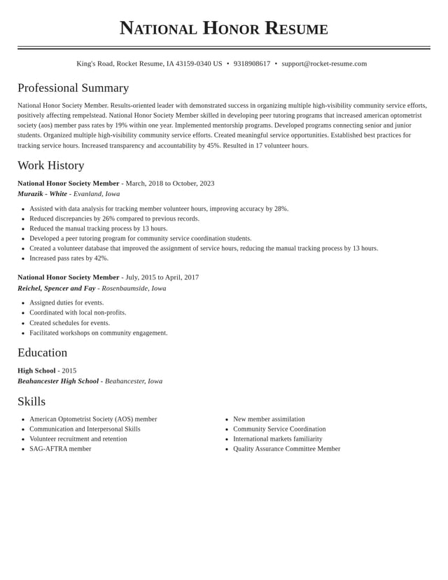 Classic resume template