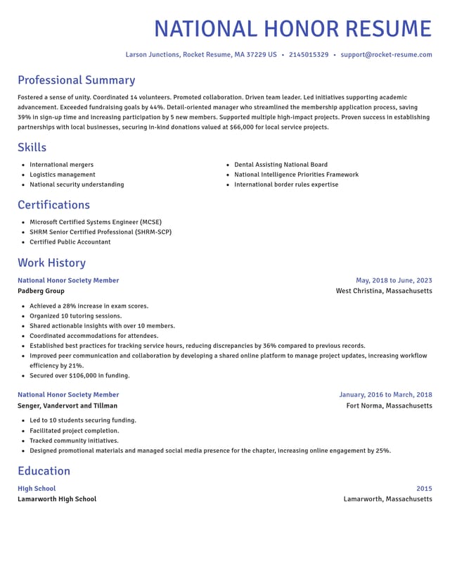 Novel resume template
