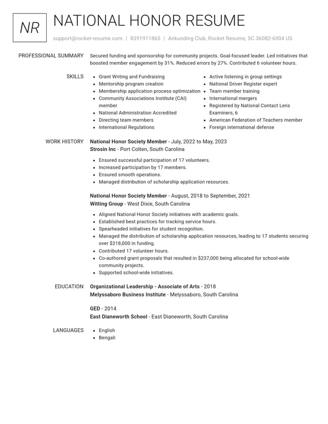 Renowned resume template