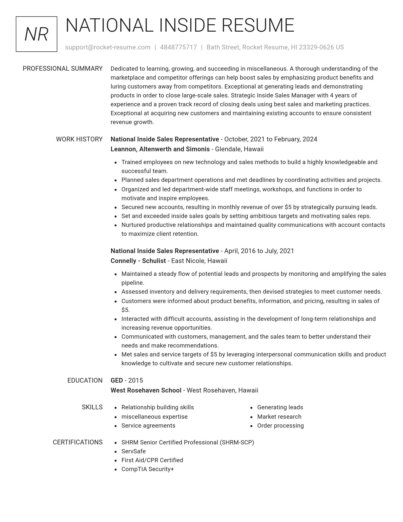 Renowned resume template