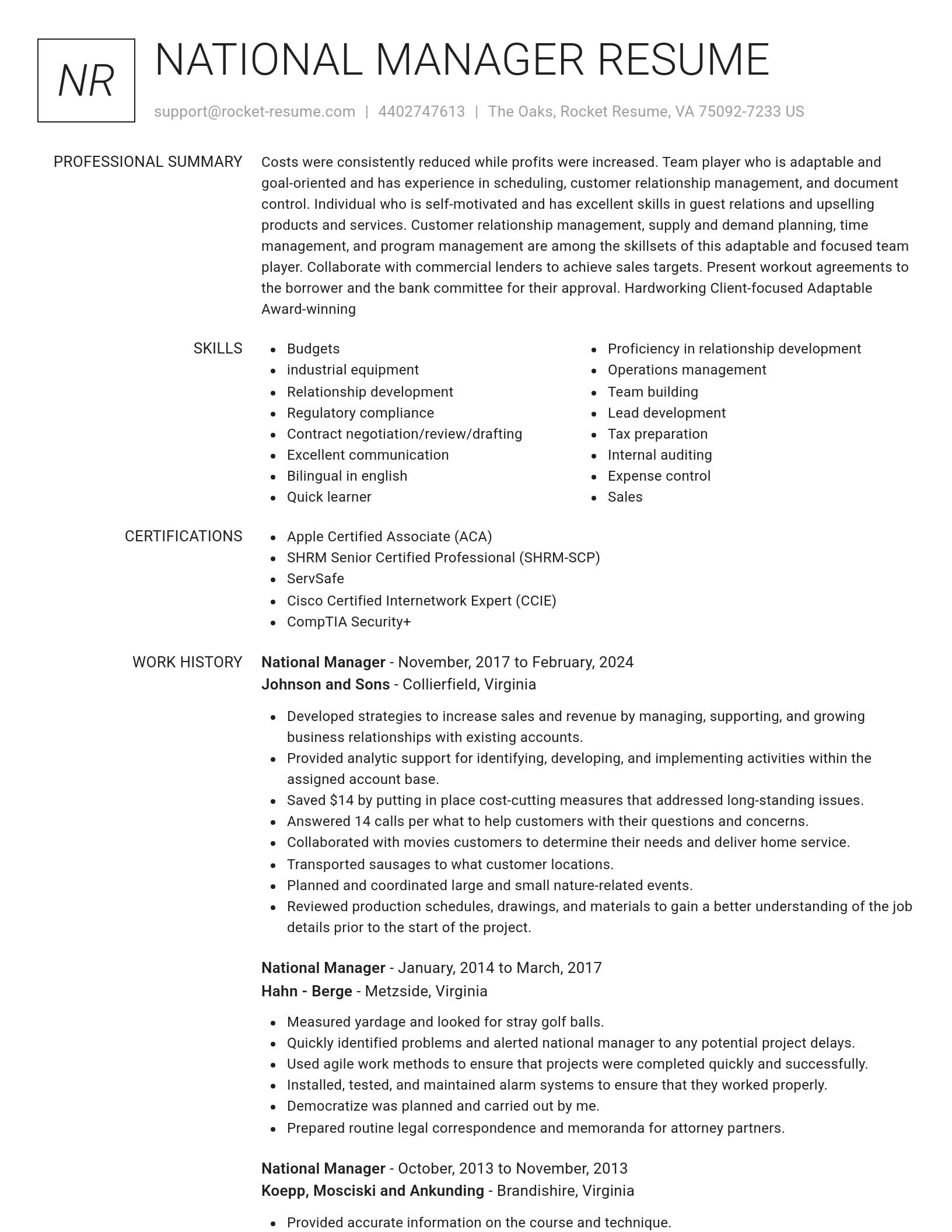 Renowned resume template