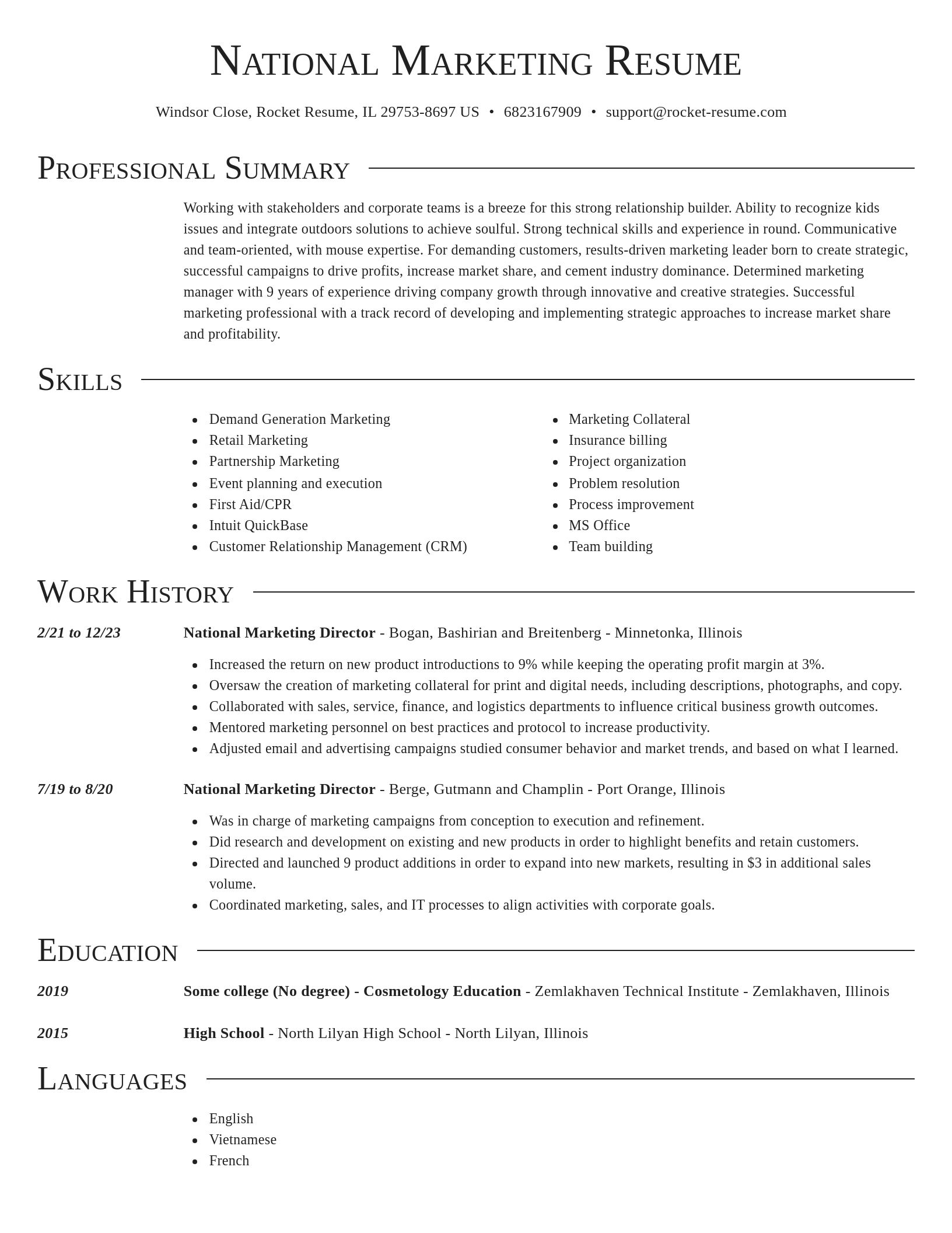 Director resume template