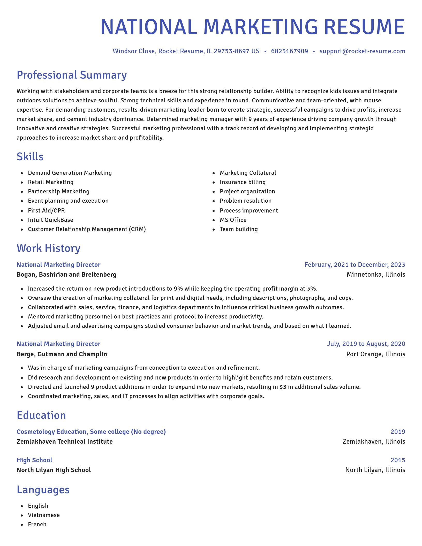 Novel resume template
