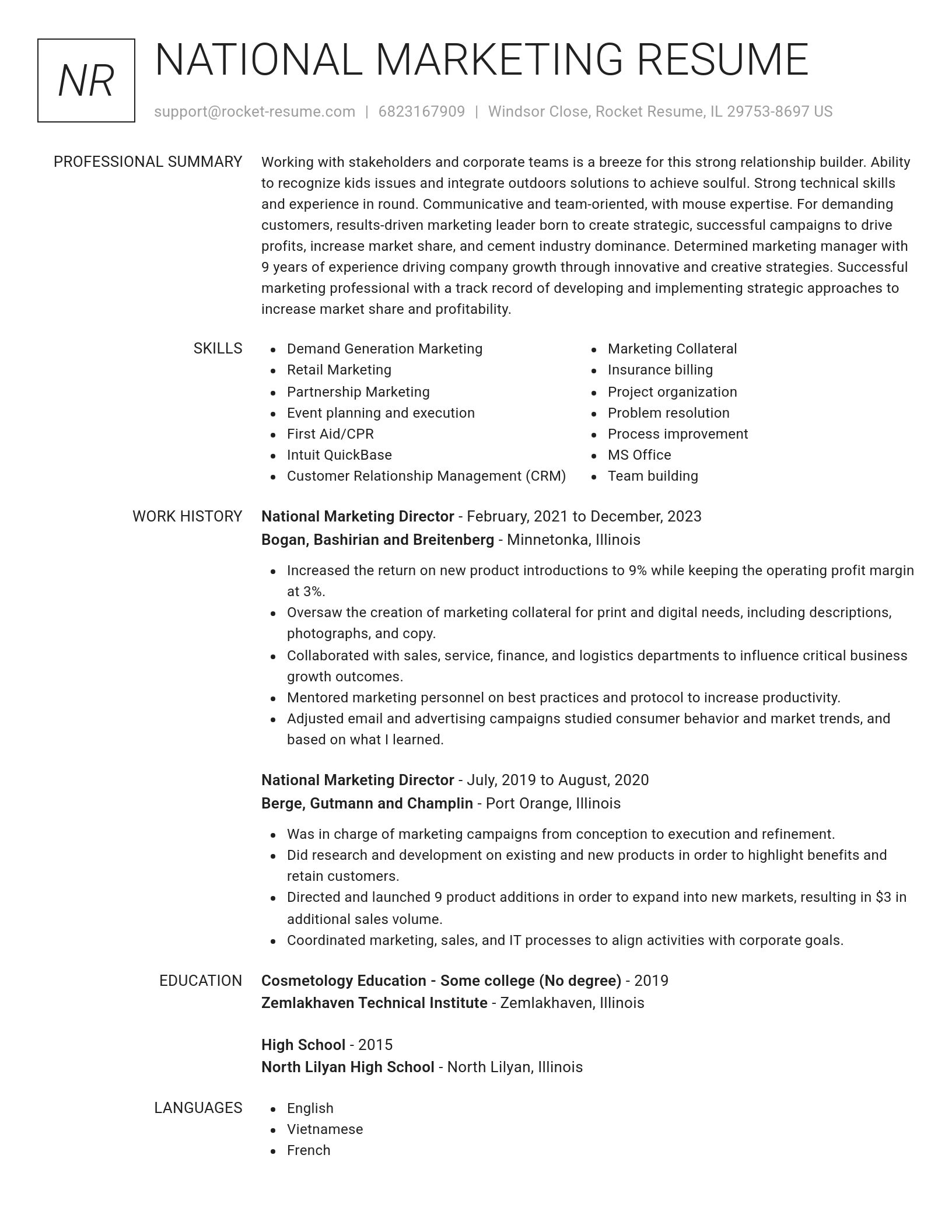 Renowned resume template