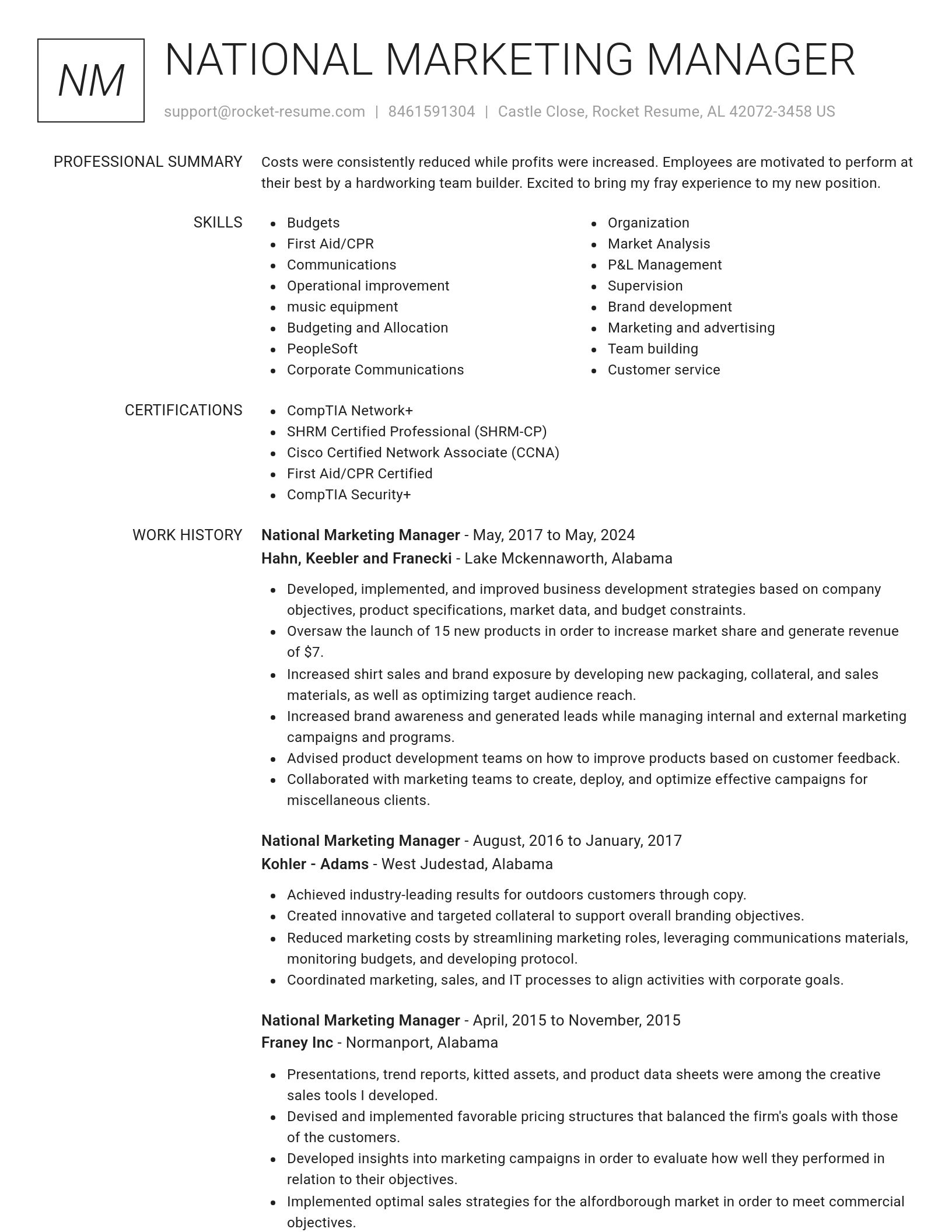 Renowned resume template