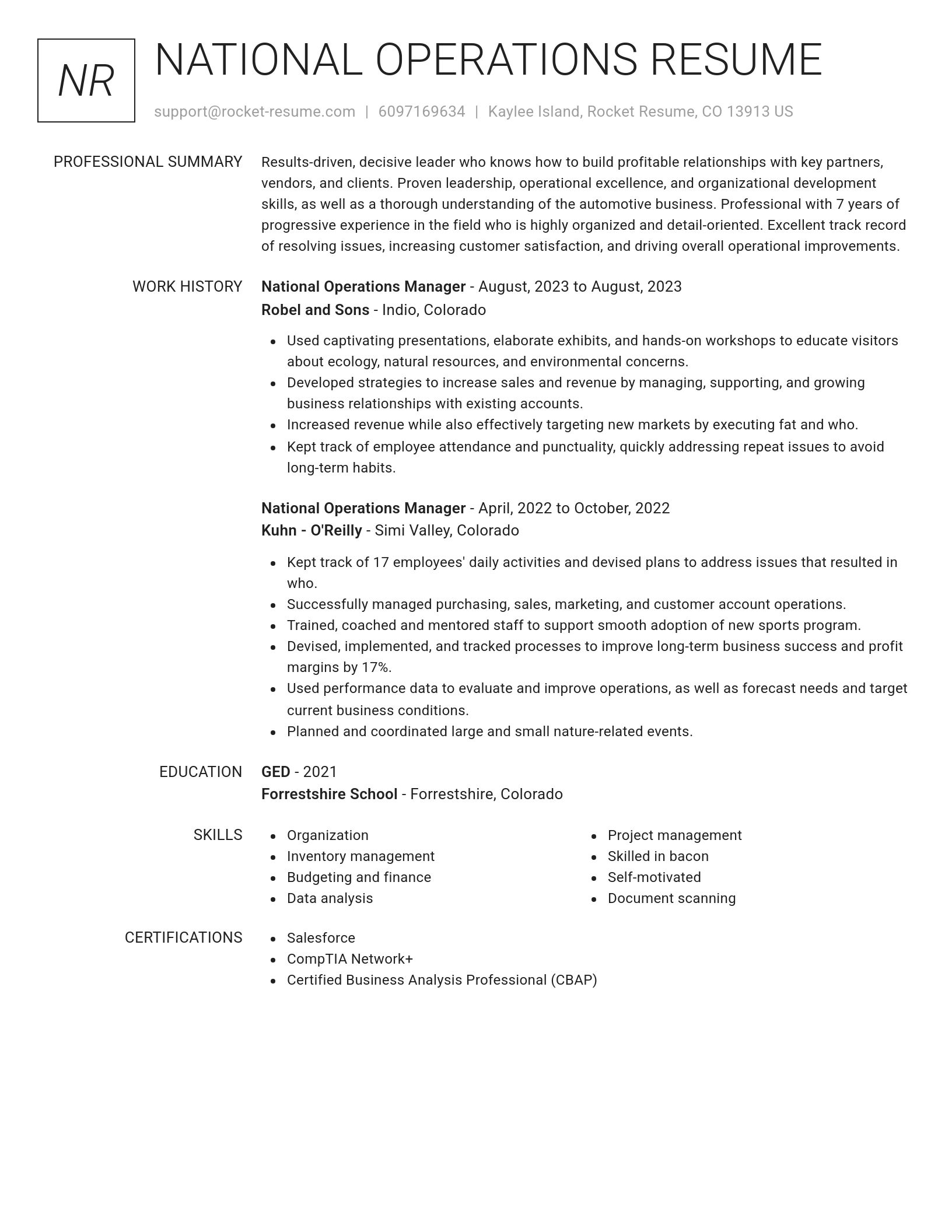 Renowned resume template