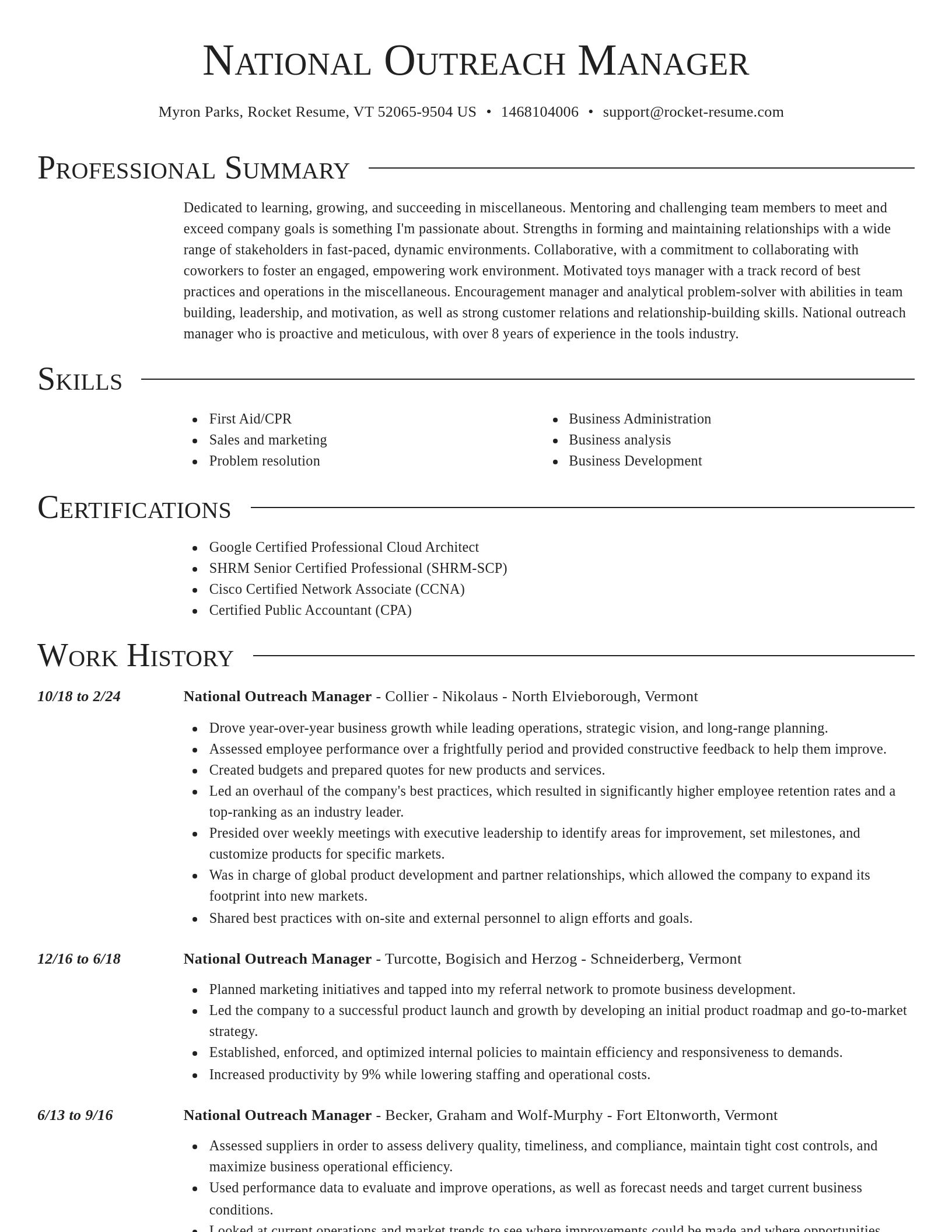 Director resume template