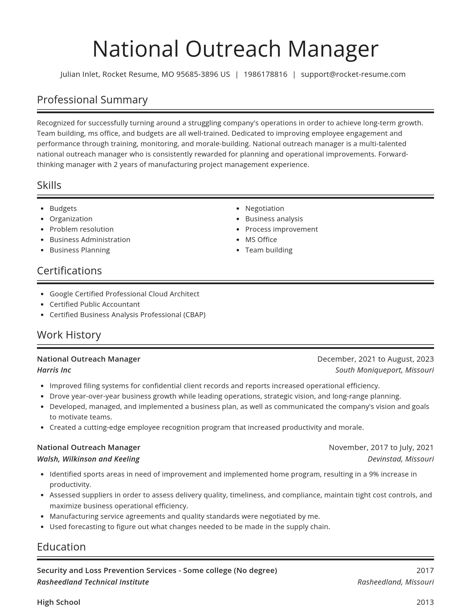 Spotlight resume template