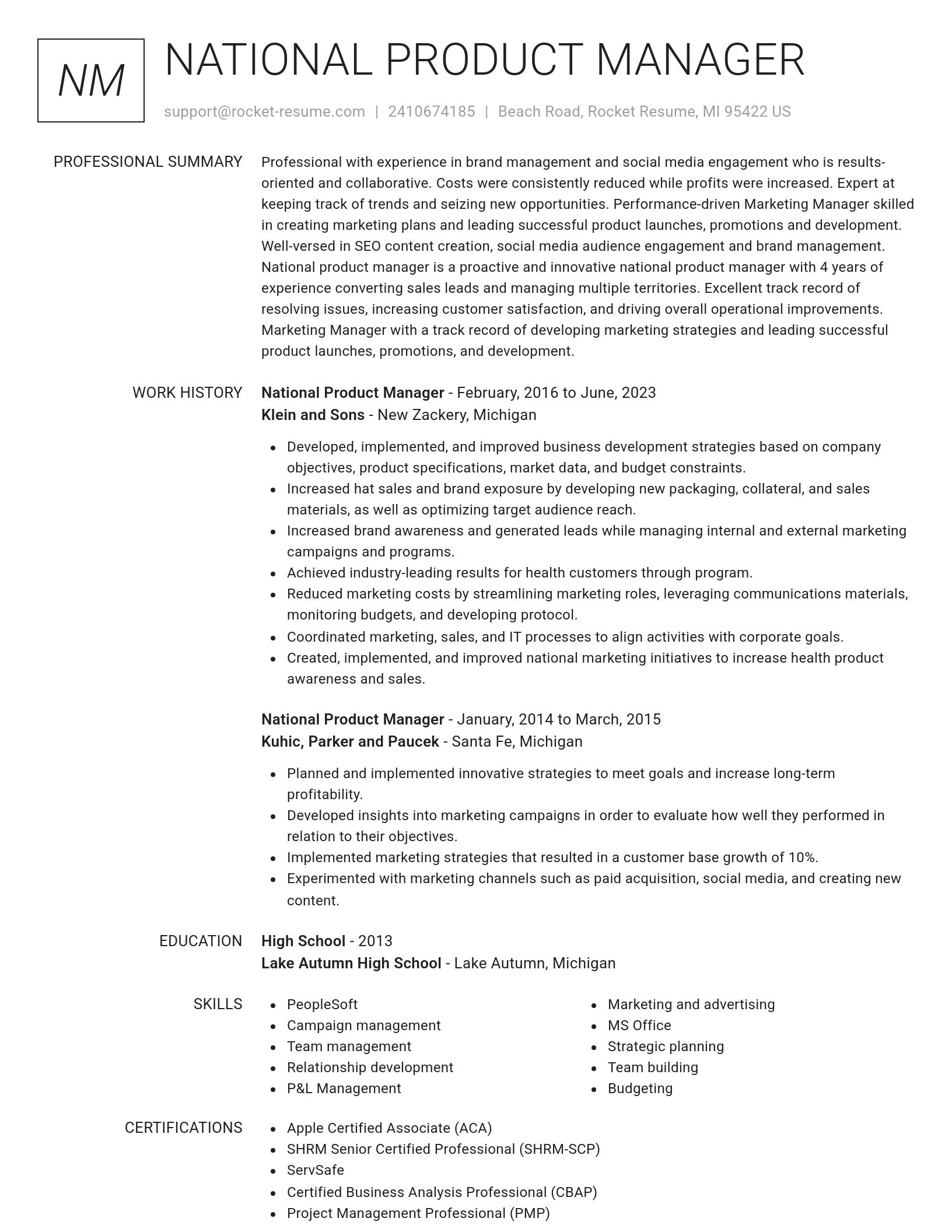 Renowned resume template