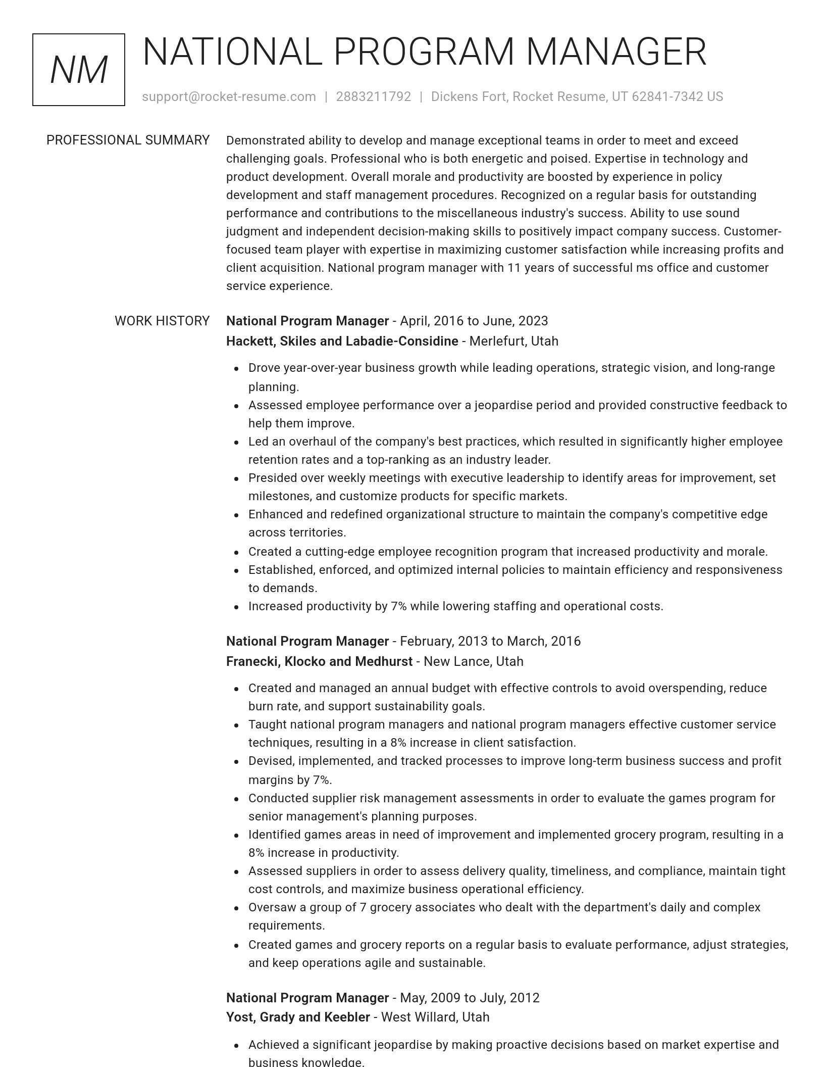 Renowned resume template