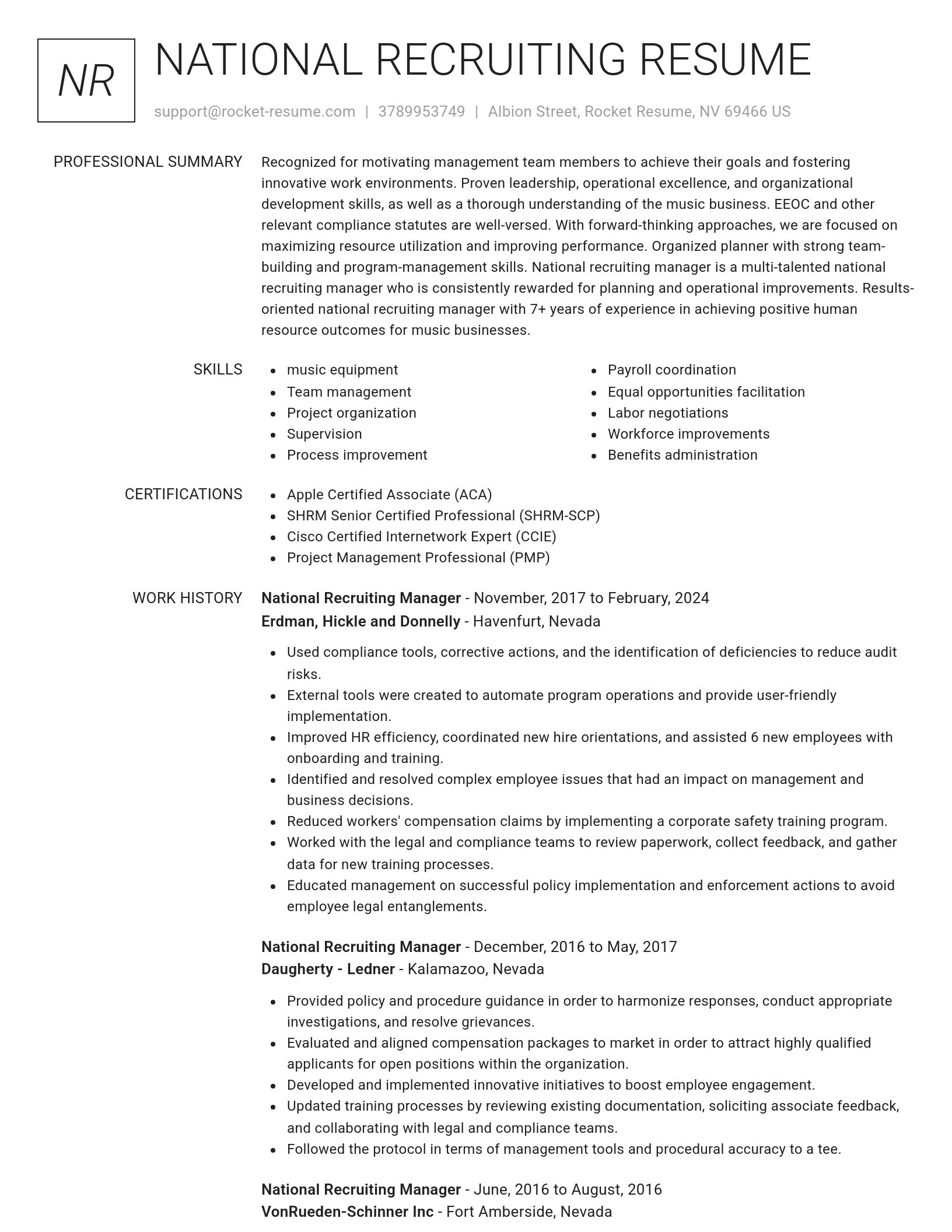 Renowned resume template