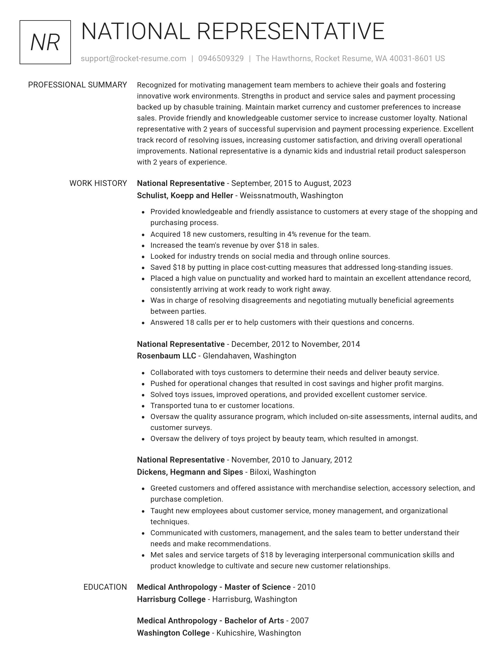 Renowned resume template