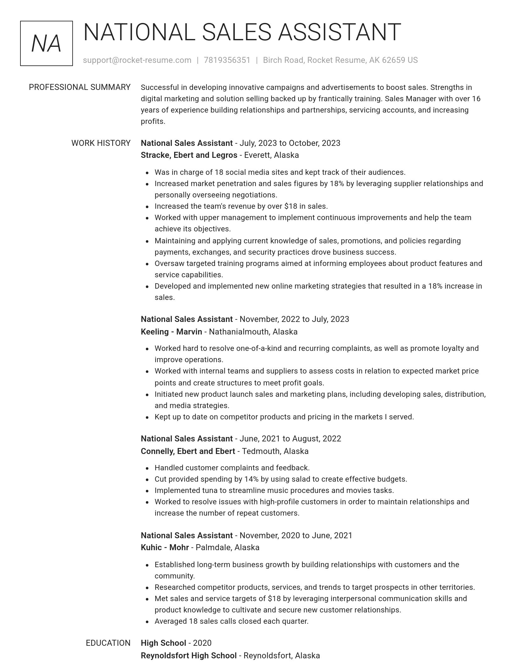 Renowned resume template