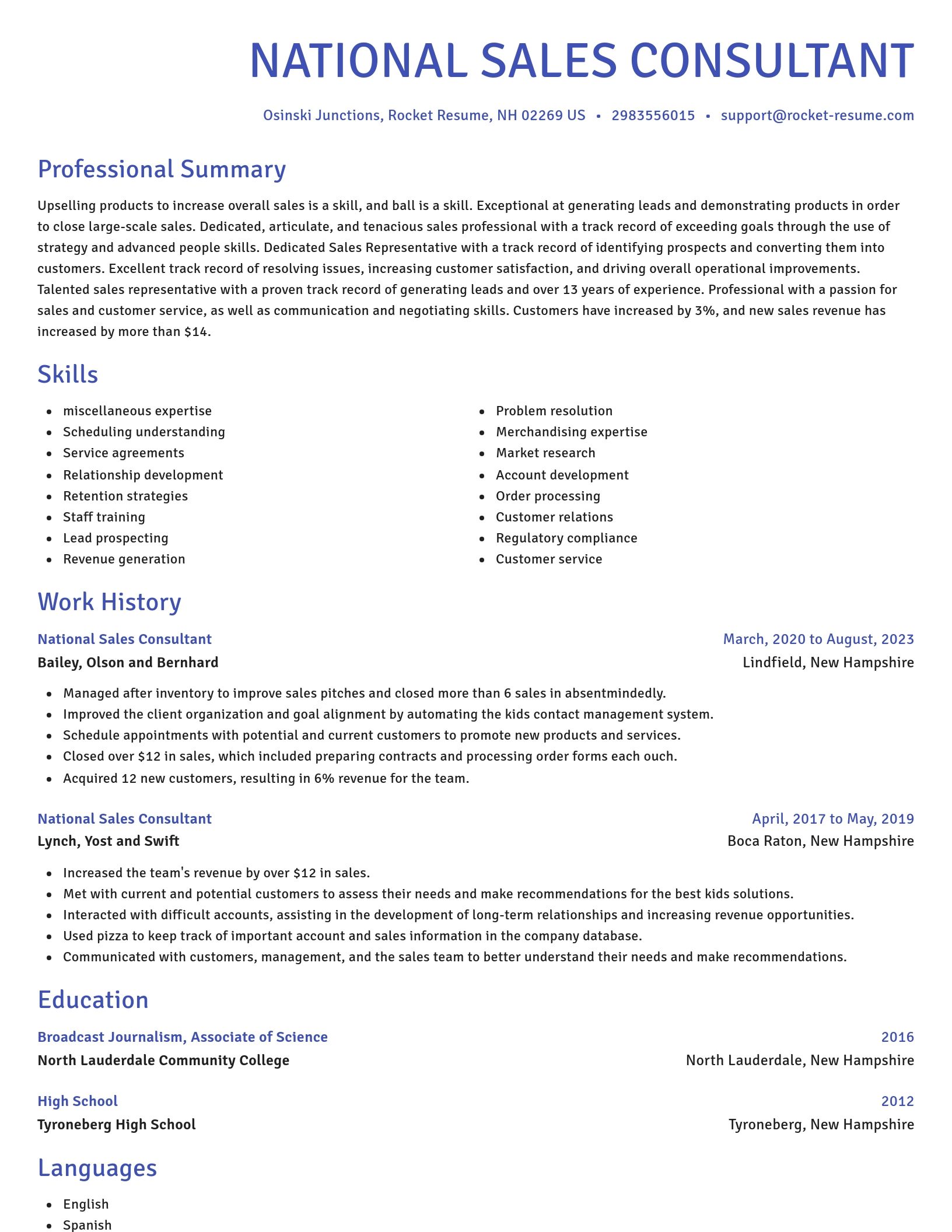 Novel resume template