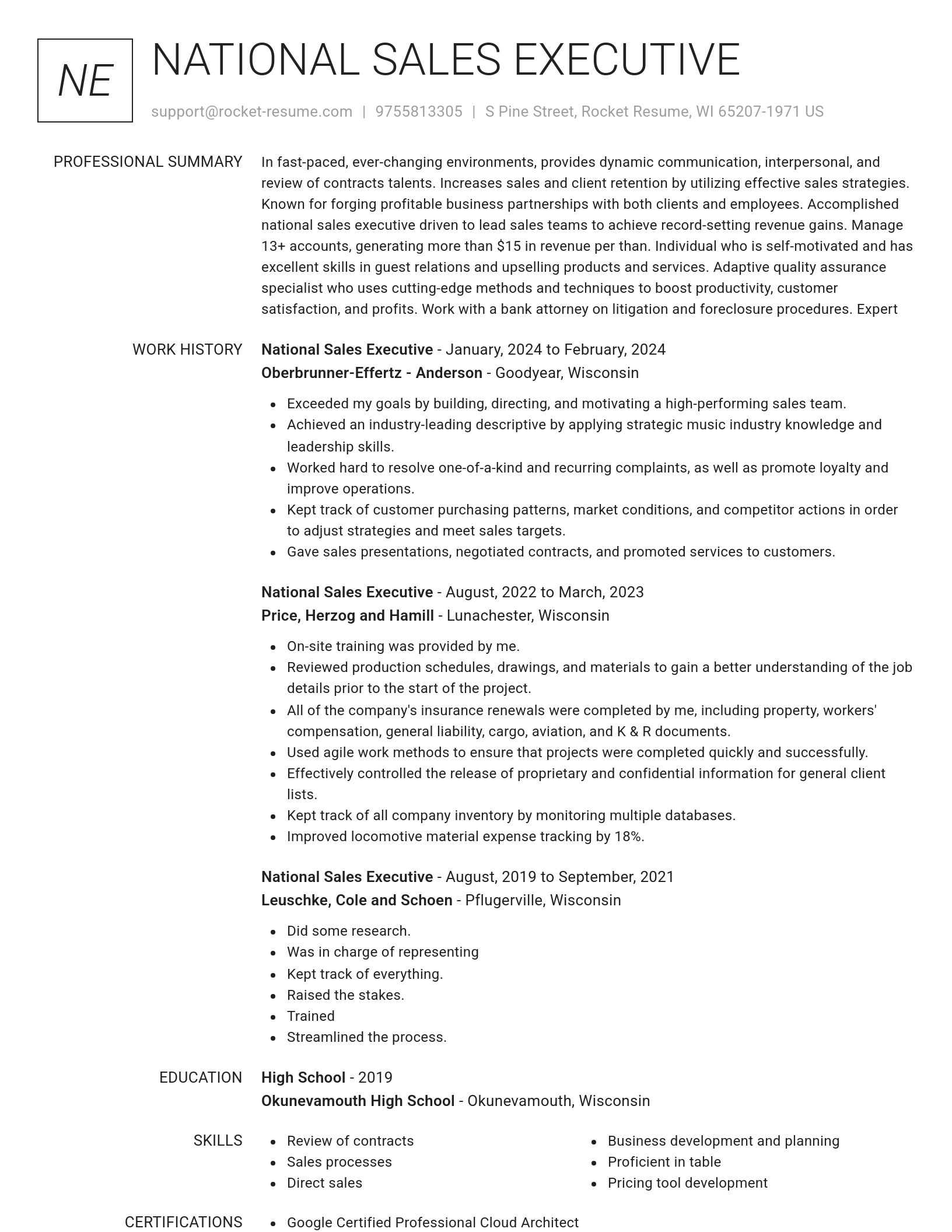 Renowned resume template