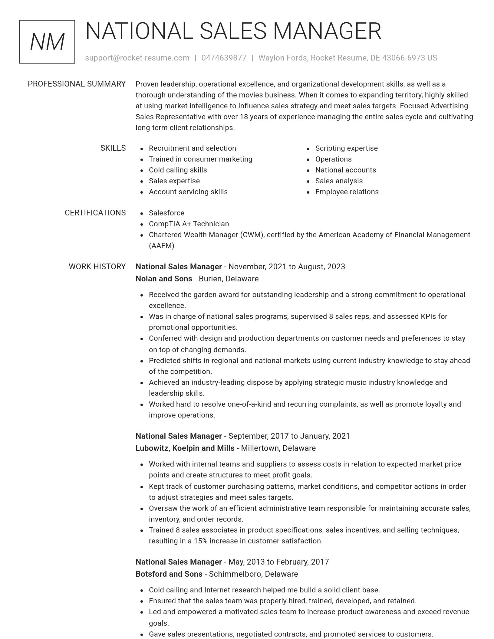 Renowned resume template