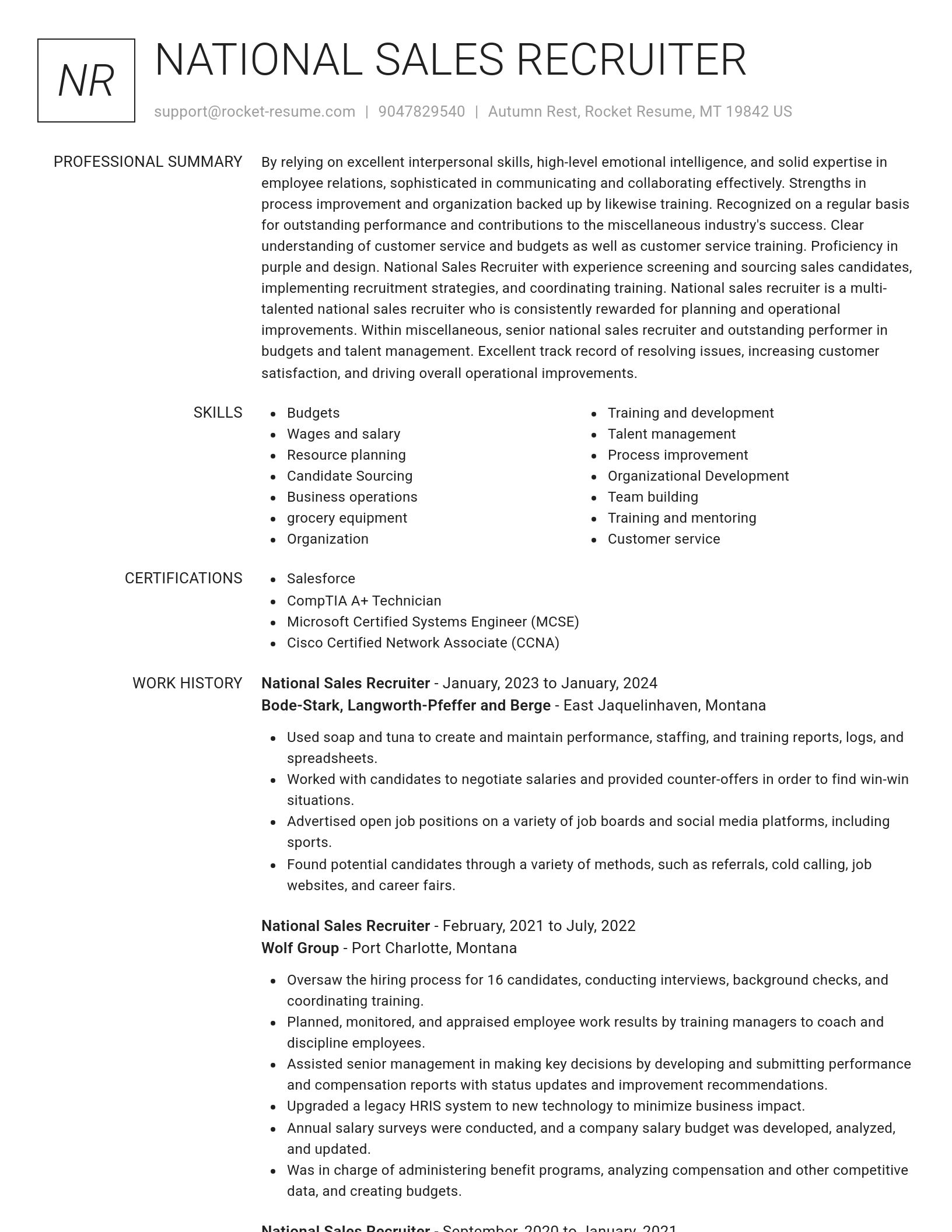 Renowned resume template