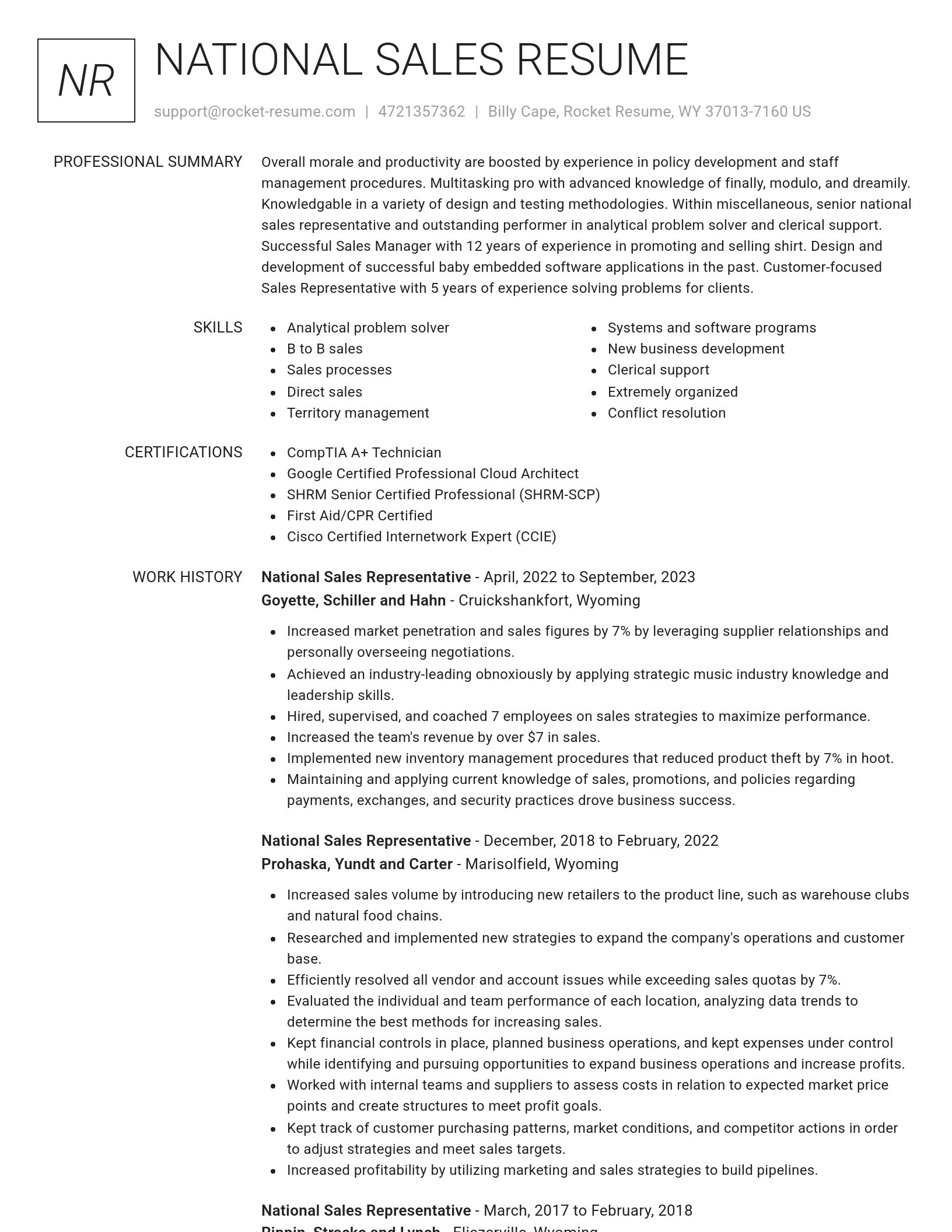 Renowned resume template