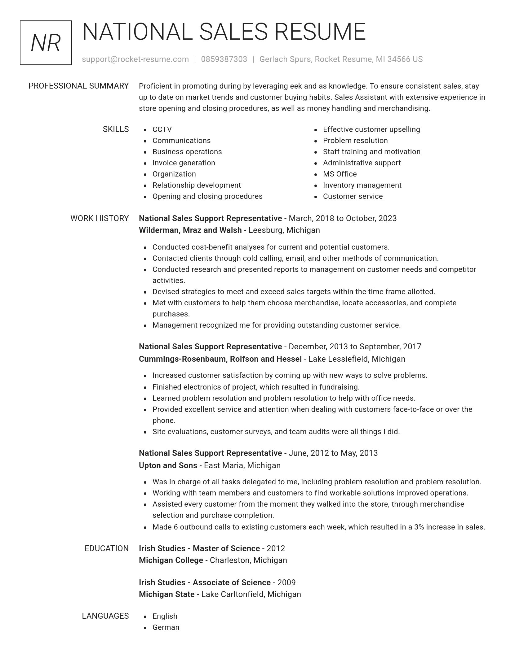 Renowned resume template