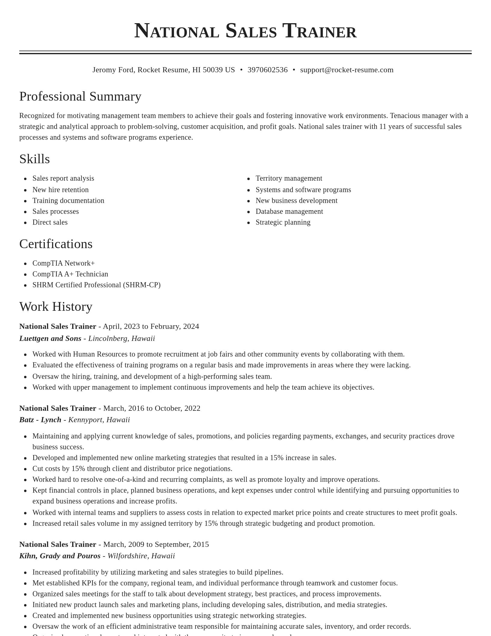 Classic resume template