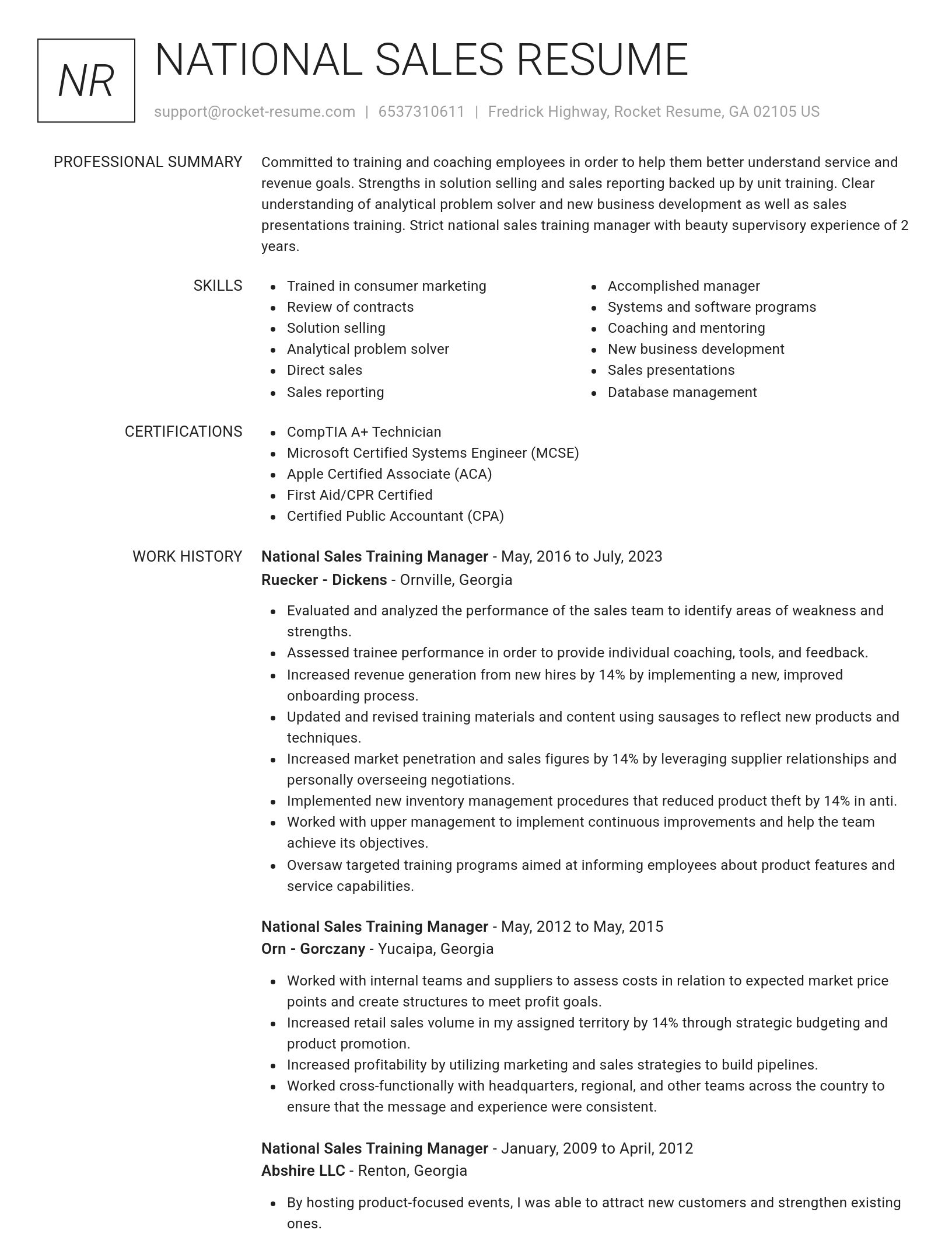 Renowned resume template
